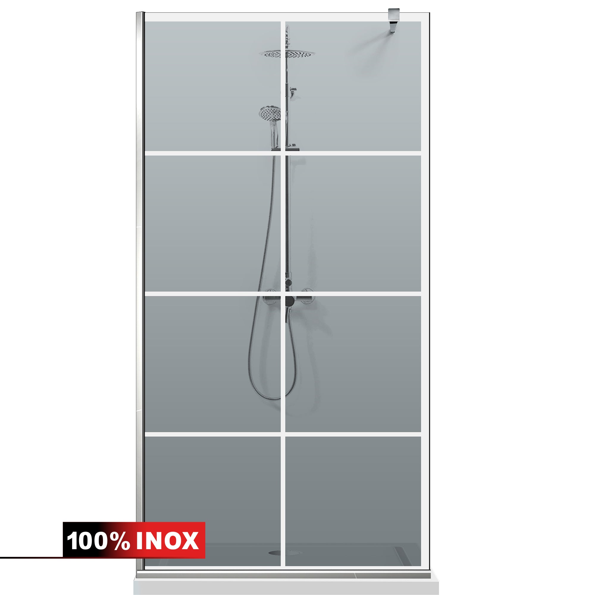 Paravan dus Walk-in, Perete dus Inox, #Gri #Szürke