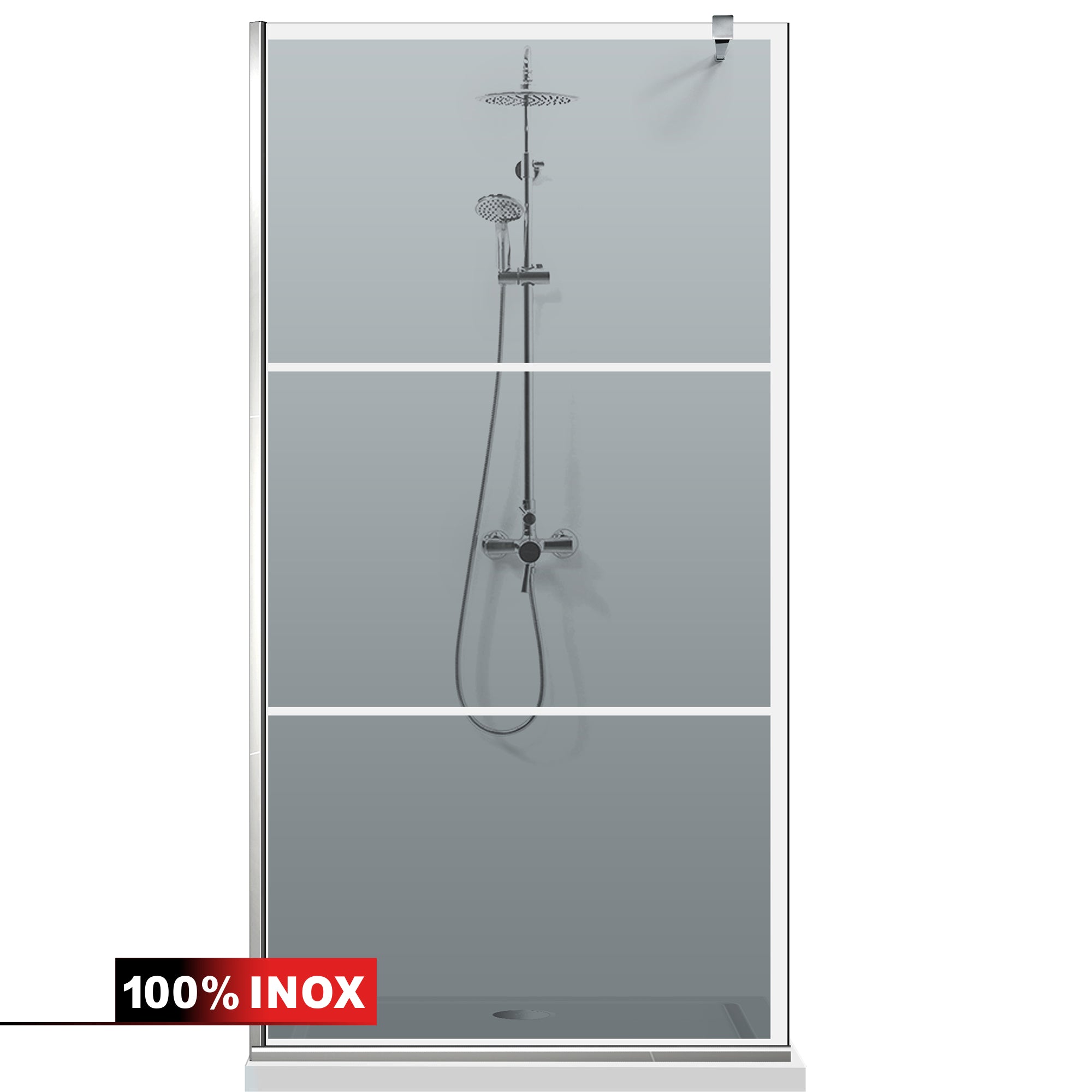 Paravan dus Walk-in, Perete dus Inox, #Gri #Szürke