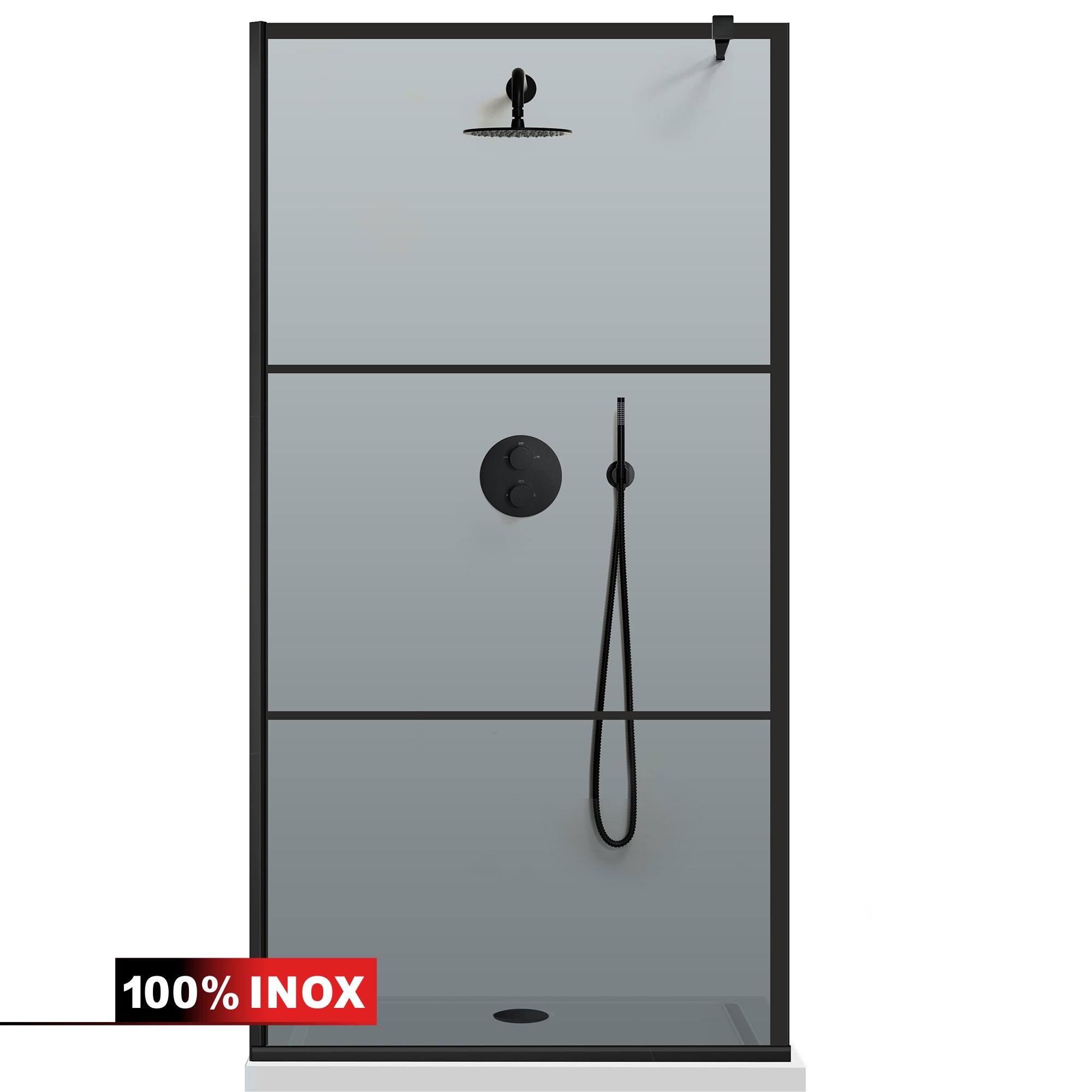 Paravan dus Walk-in, Perete dus Negru, #Gri #Szürke
