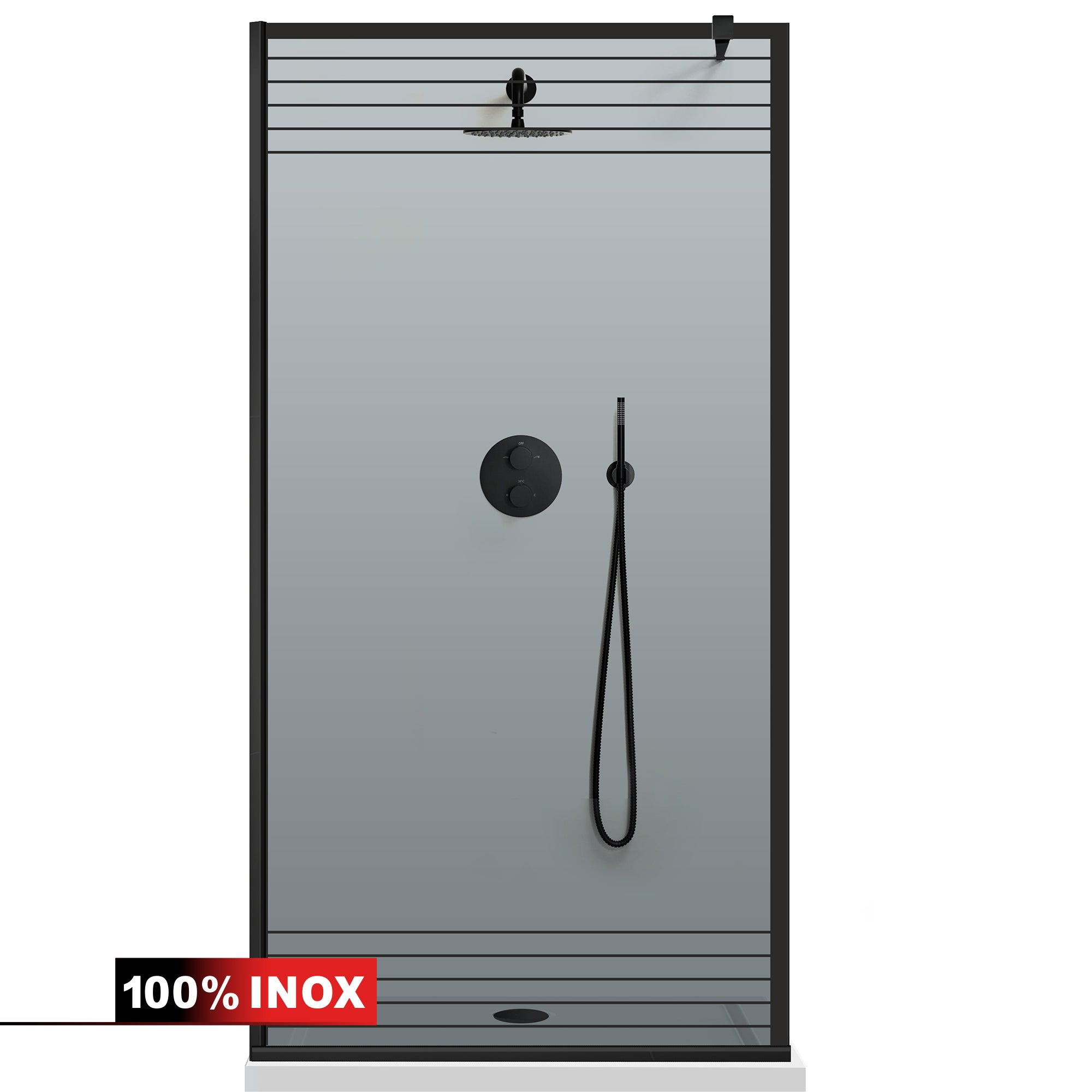 Paravan dus Walk-in, Perete dus Negru, #Gri #Szürke