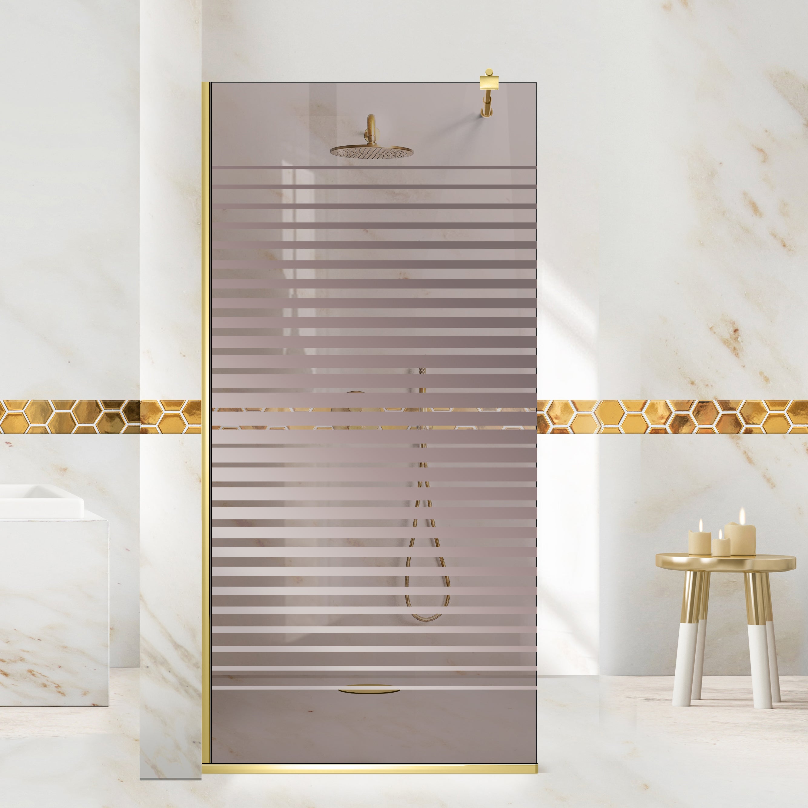 Paravan dus Walk-in, Perete dus Auriu, #Bronz #Bronz