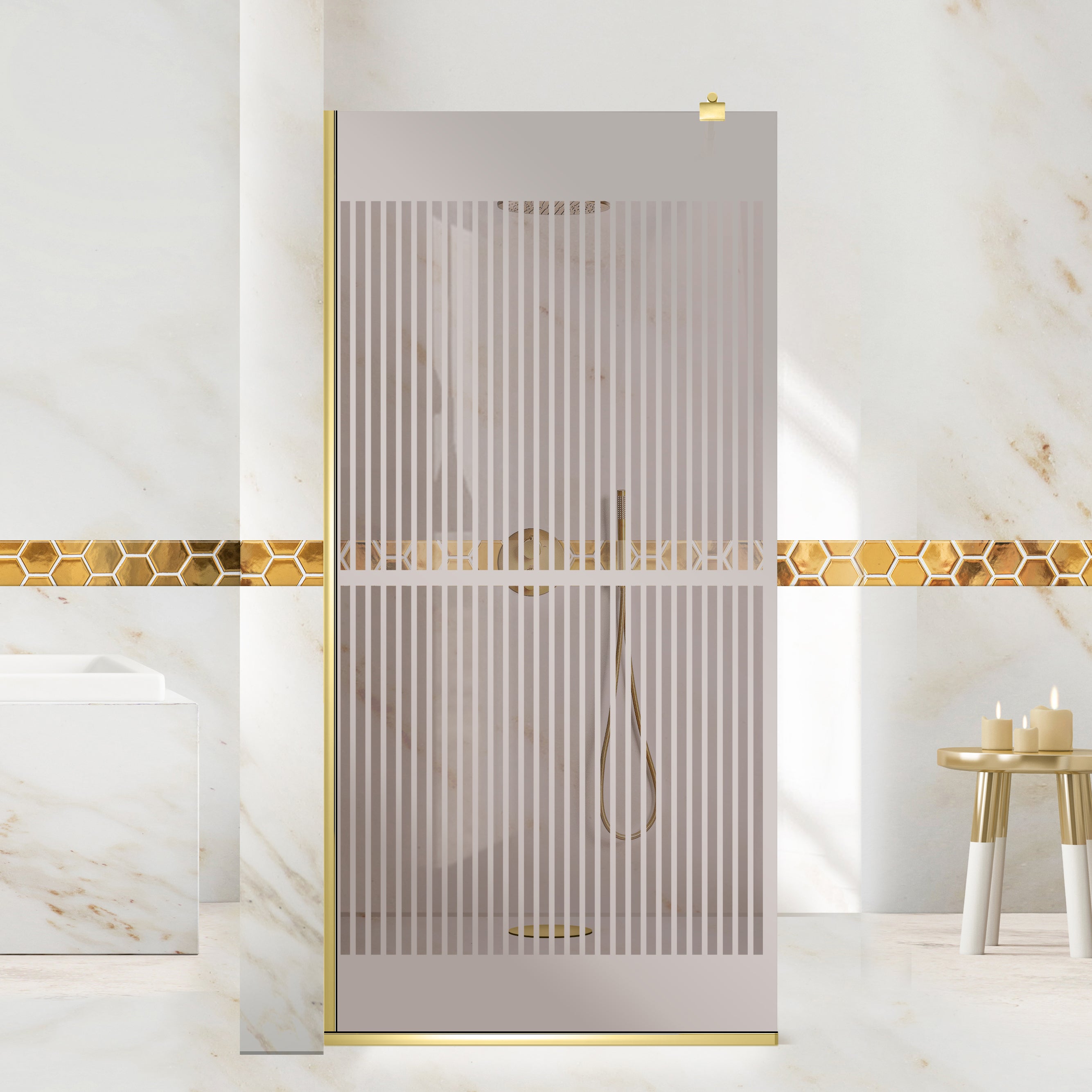Paravan dus Walk-in, Perete dus Auriu, #Bronz #Bronz