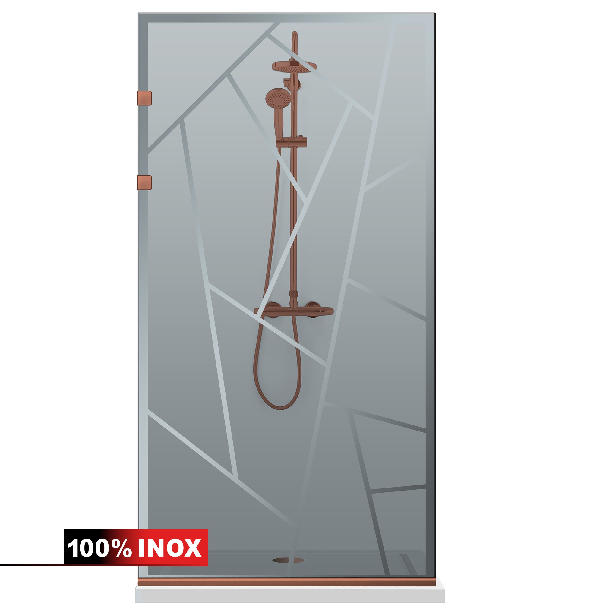 Paravan dus Walk-in, Perete dus Inox, cupru #Gri
