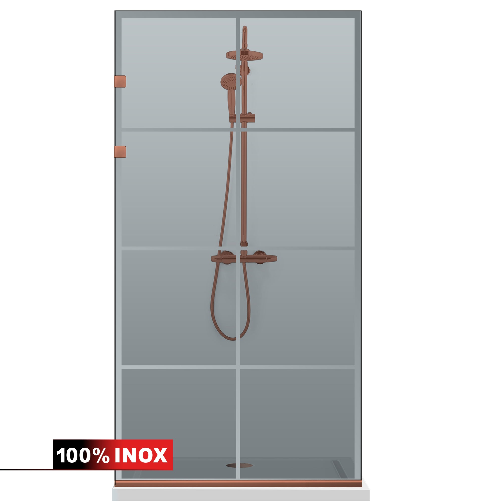 Paravan dus Walk-in, Perete dus Inox, cupru #Gri