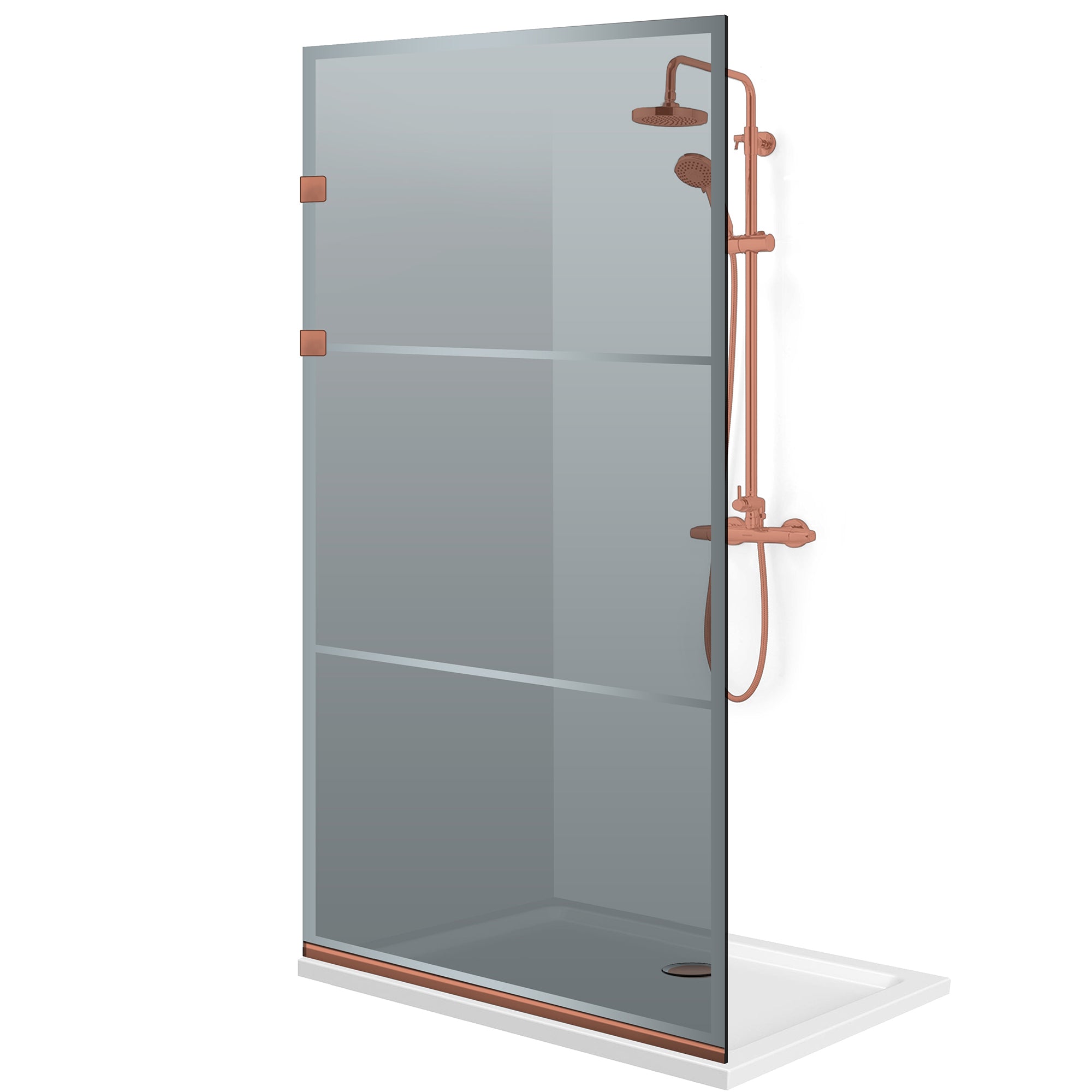 Shower Screens Walk-in, Stainless steel shower wall, copper #Grey
