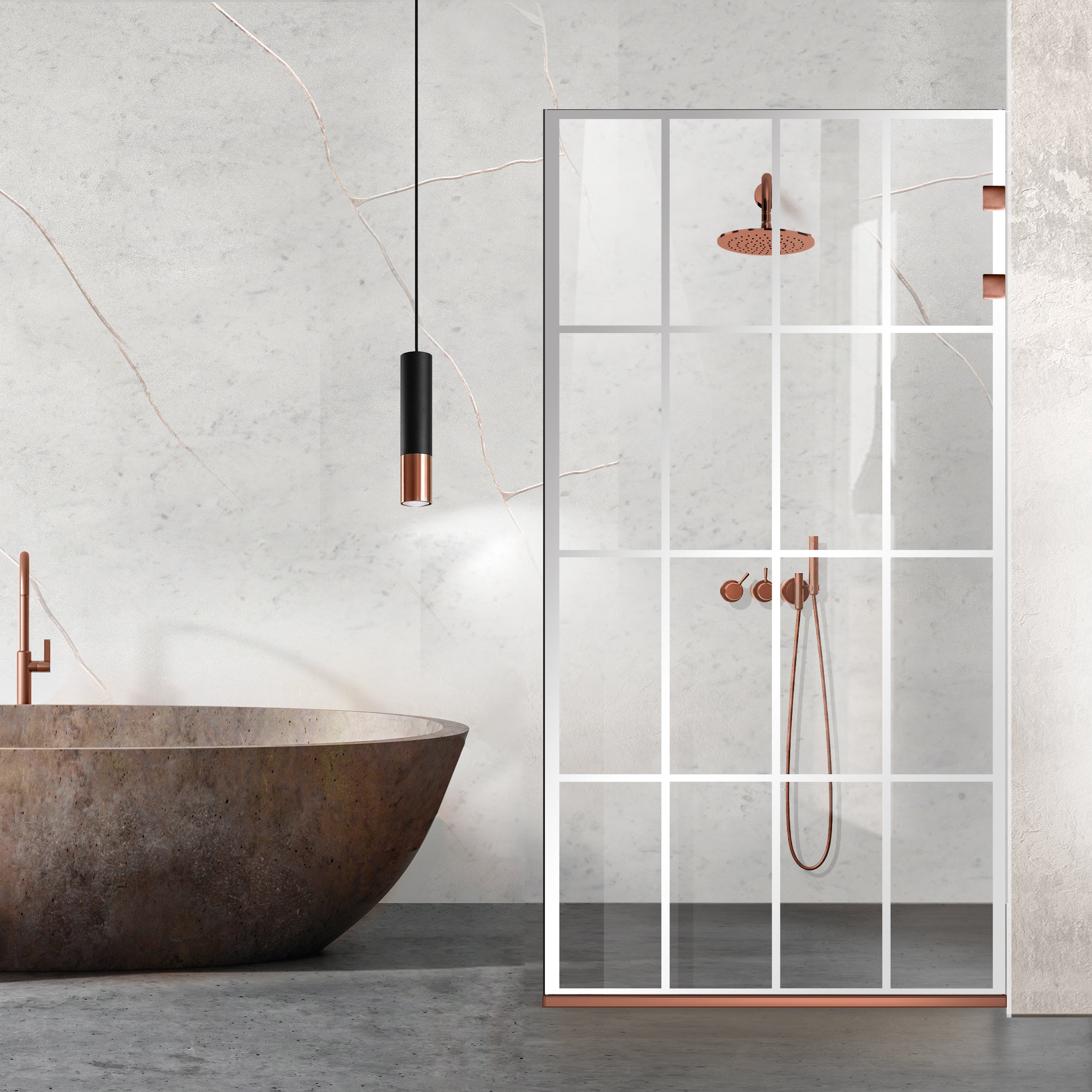 Paravan dus Walk-in, Perete dus Inox, negru mat, #Clara #Víztiszta