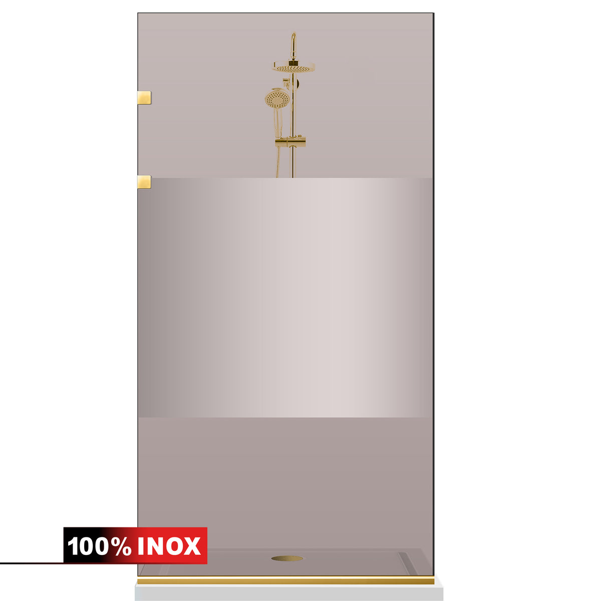 Parois de Douche Walk-in, paroi de douche en Acier inoxydable, dorée #Bronze