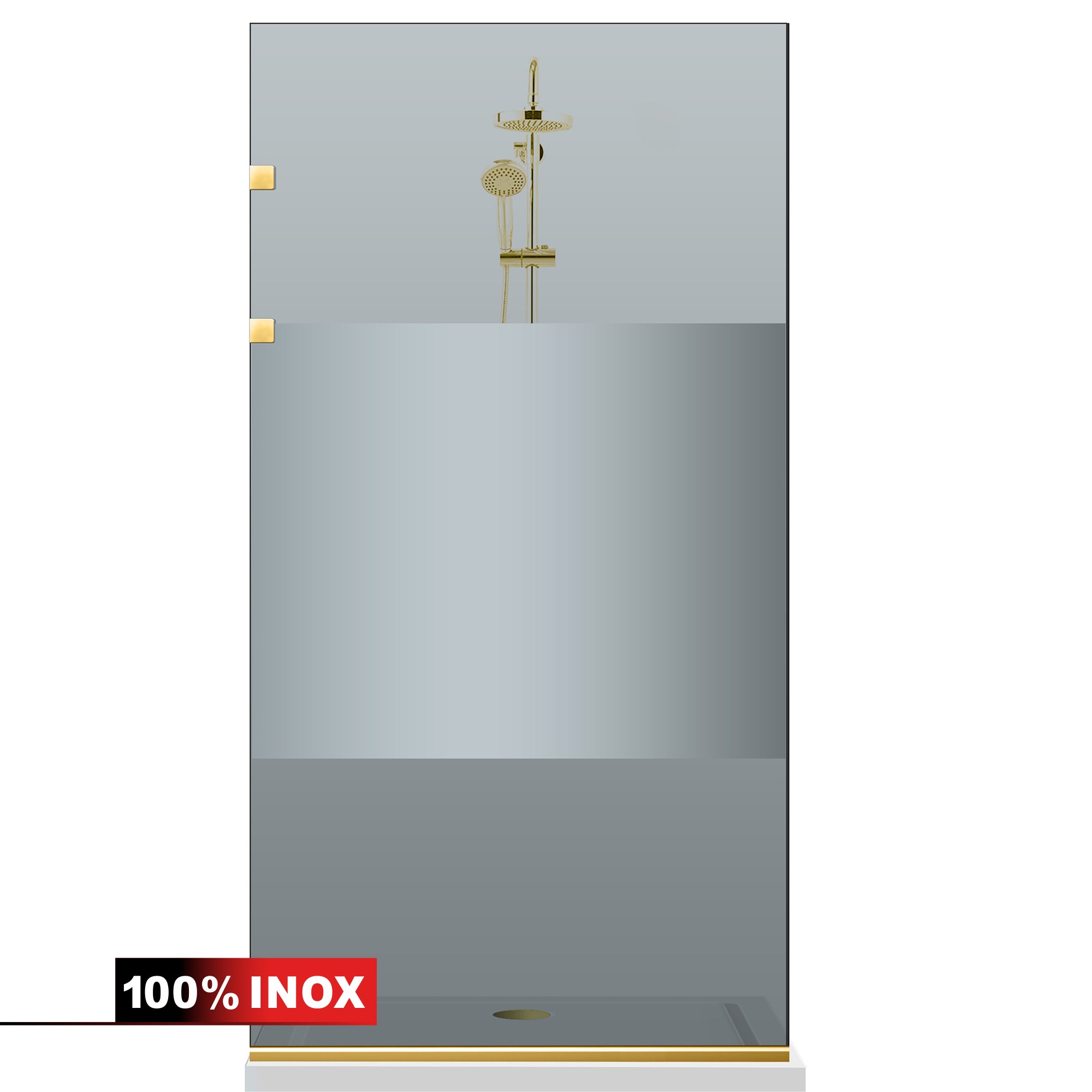 Paravan dus Walk-in, Perete dus Inox, auriu #Gri