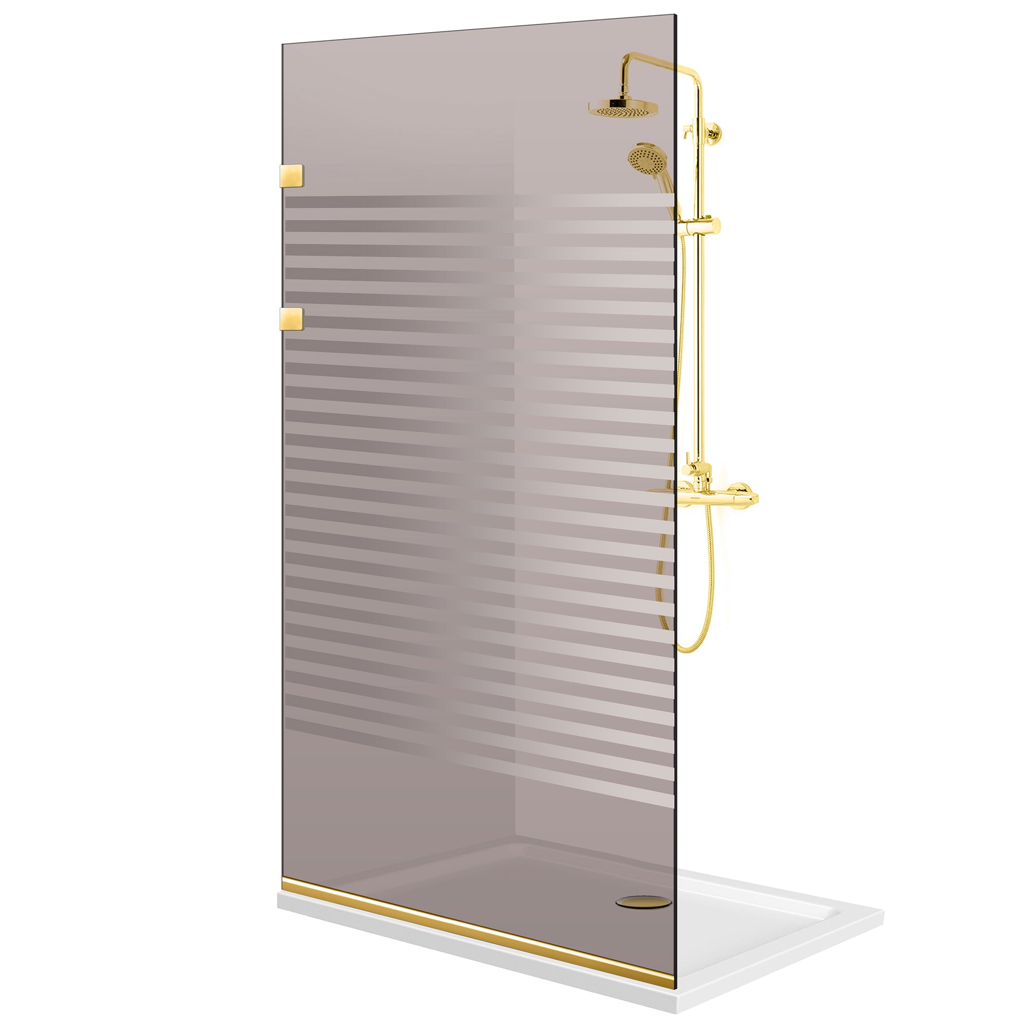 Shower Screens Walk-in, Stainless steel shower wall, gold #Bronze