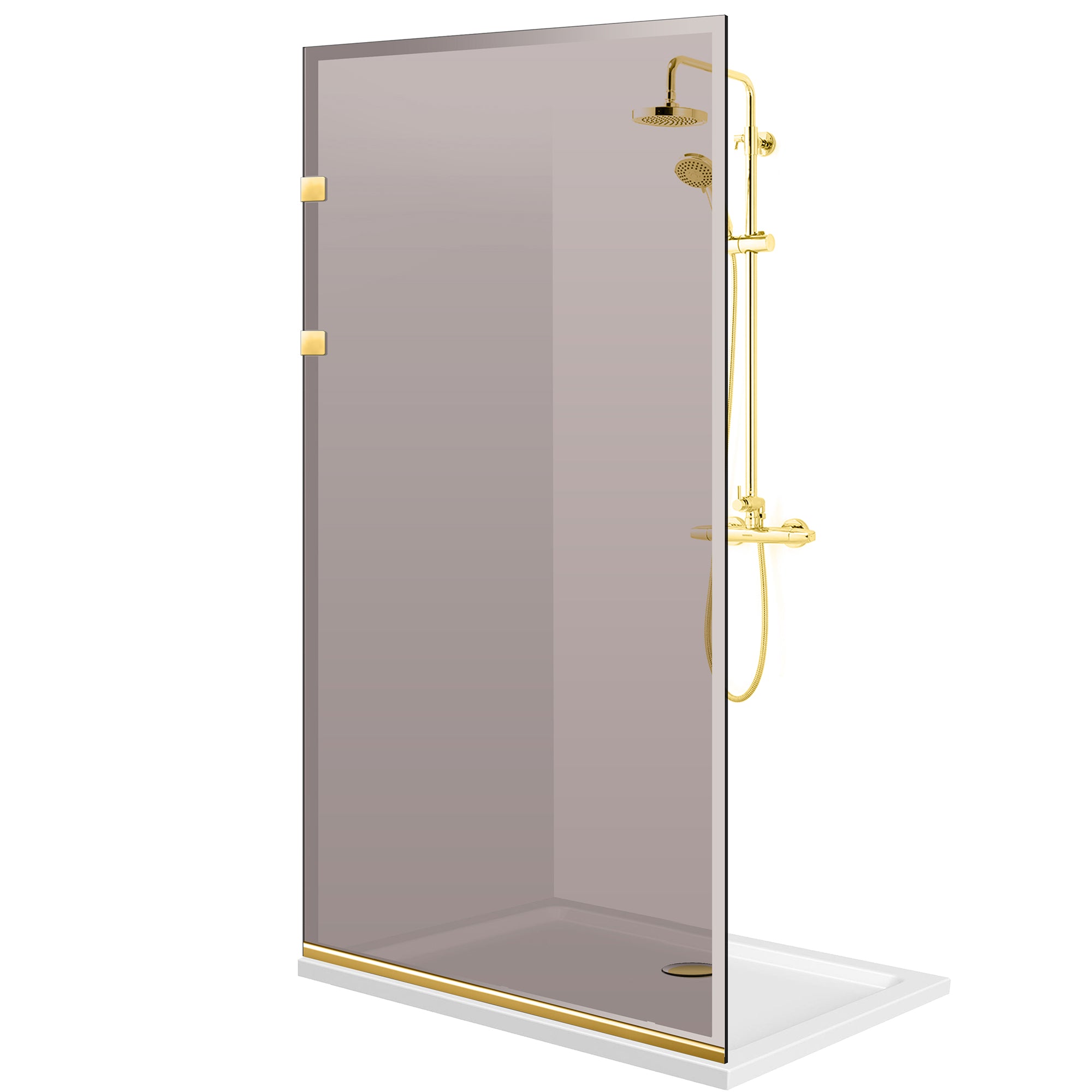 Shower Screens Walk-in, Stainless steel shower wall, gold #Bronze