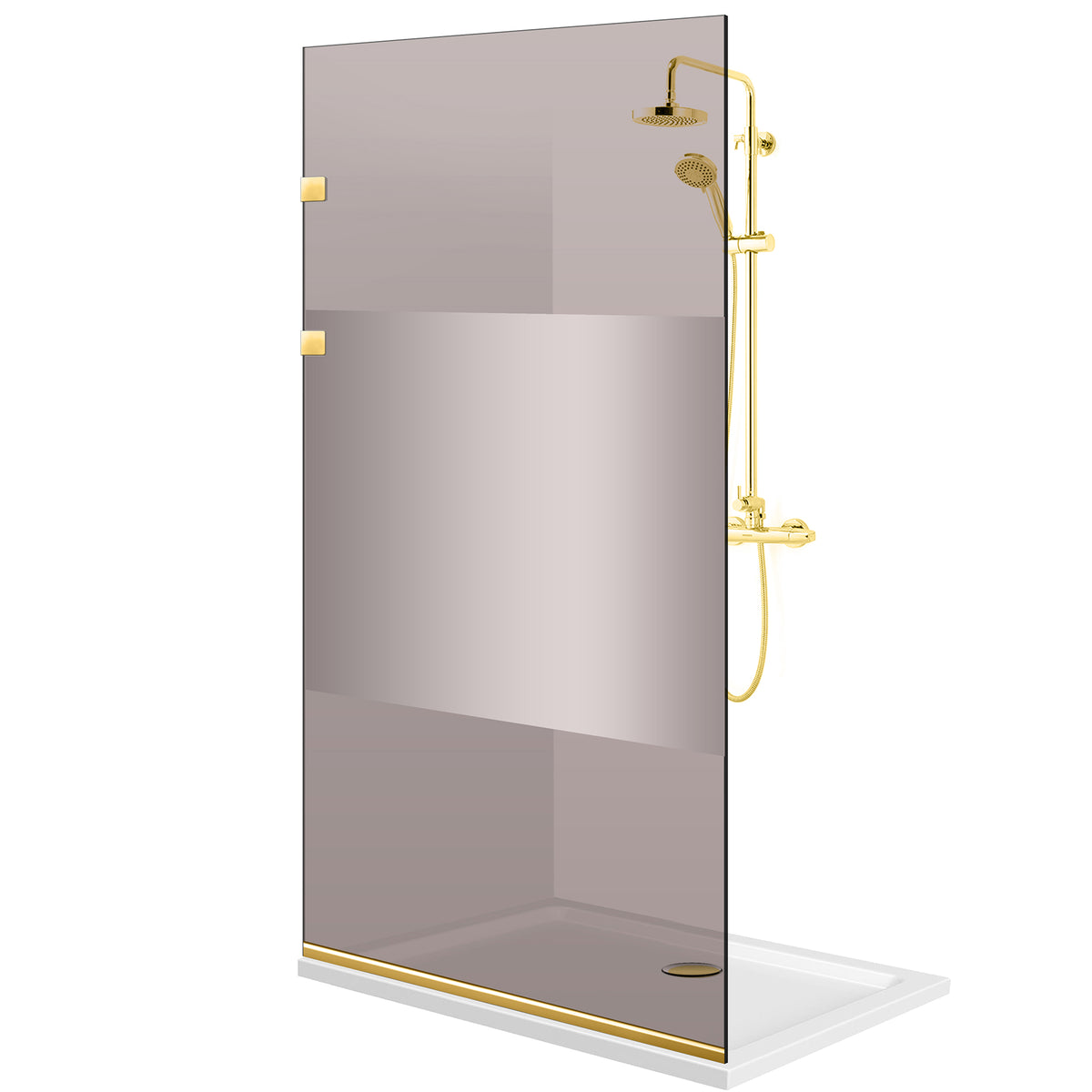 Parois de Douche Walk-in, paroi de douche en Acier inoxydable, dorée #Bronze