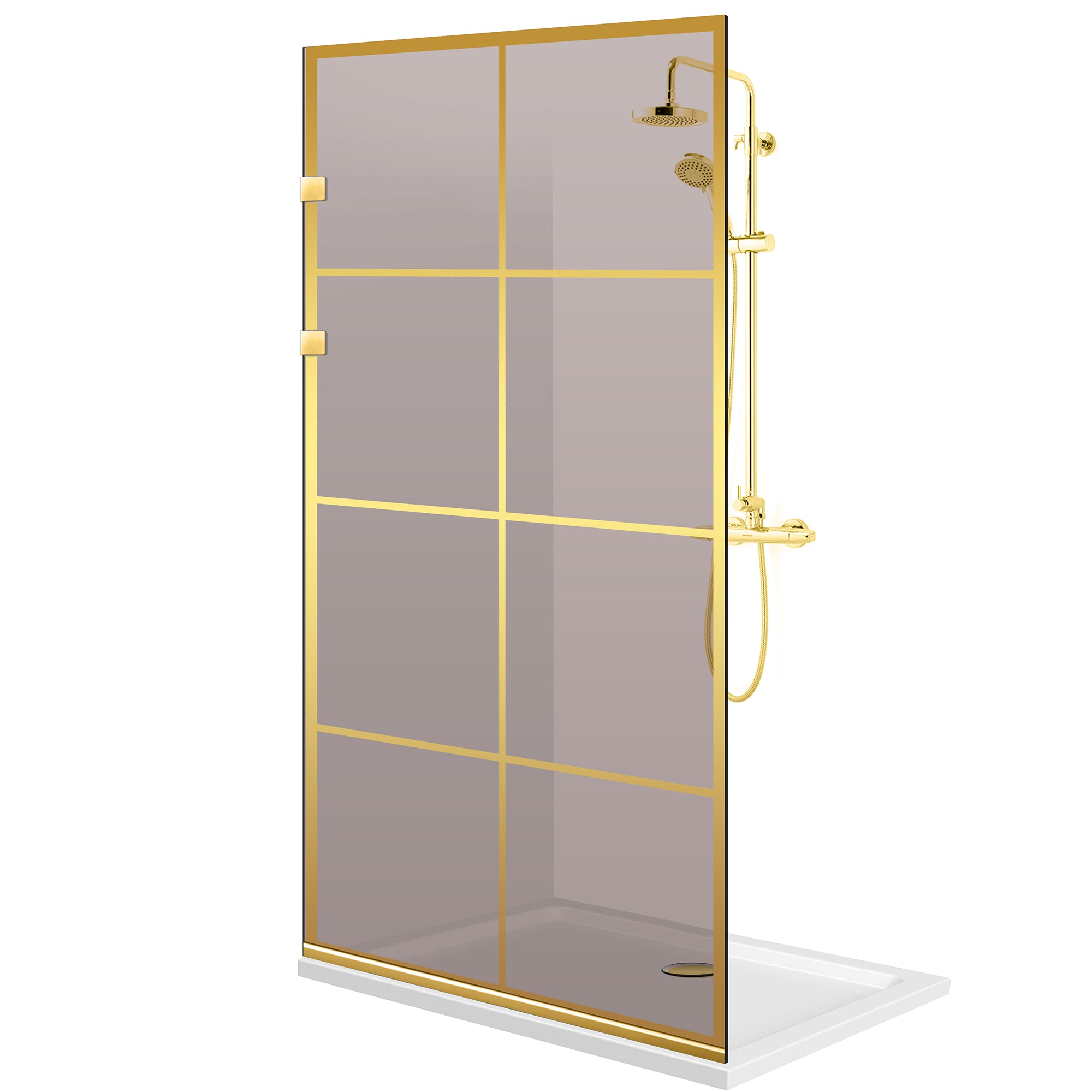 Paravan dus Walk-in, Perete dus Inox, auriu #Bronz