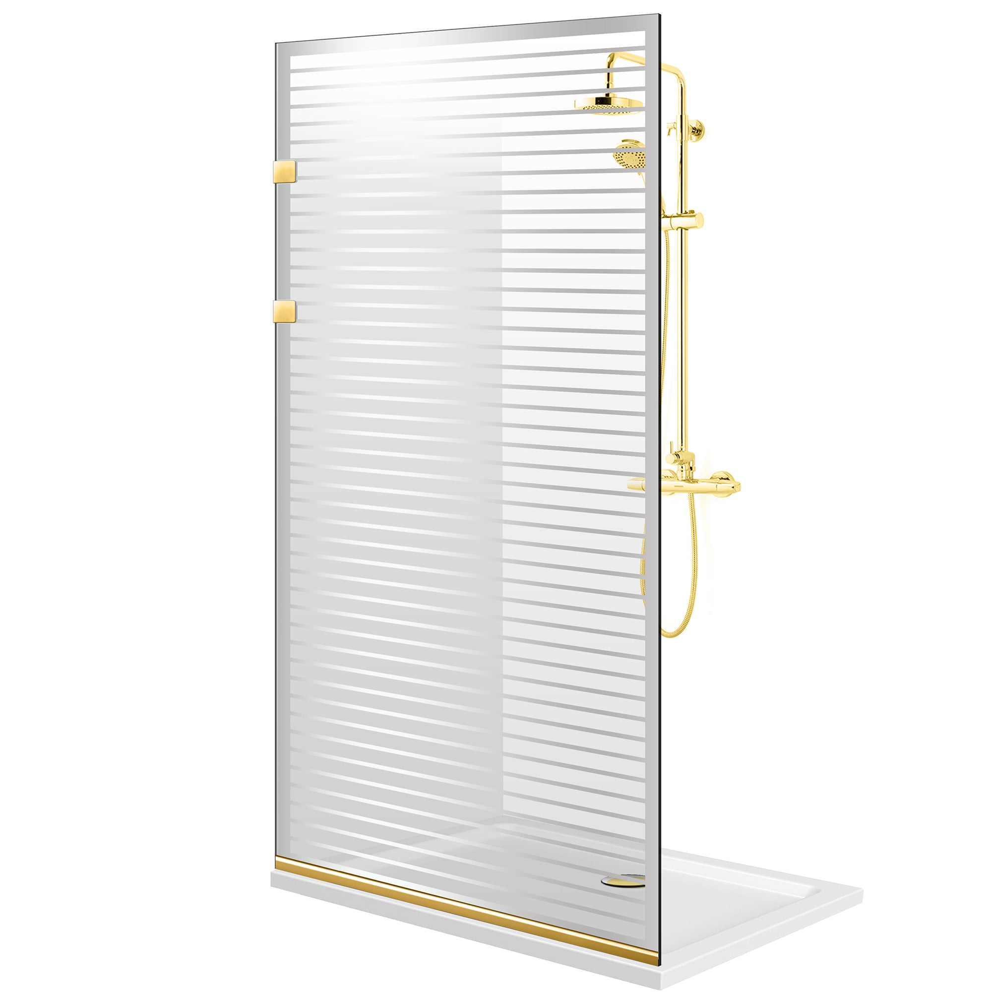 Shower Screens Walk-in, Stainless steel shower wall, gold, #Clear #Crystal clear