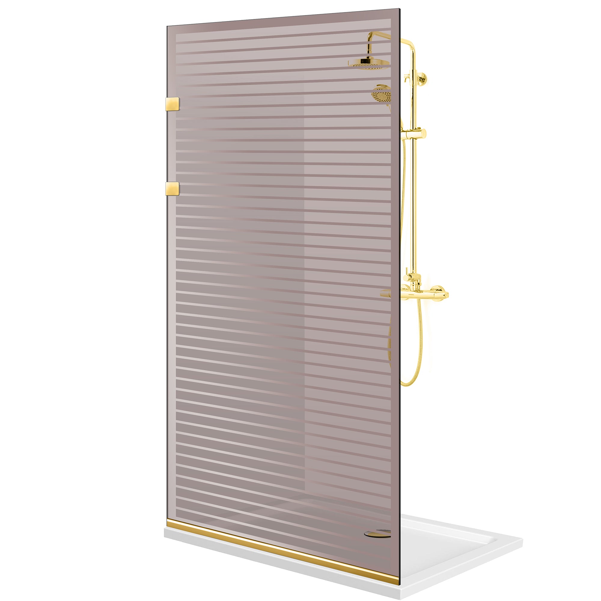 Shower Screens Walk-in, Stainless steel shower wall, gold #Bronze