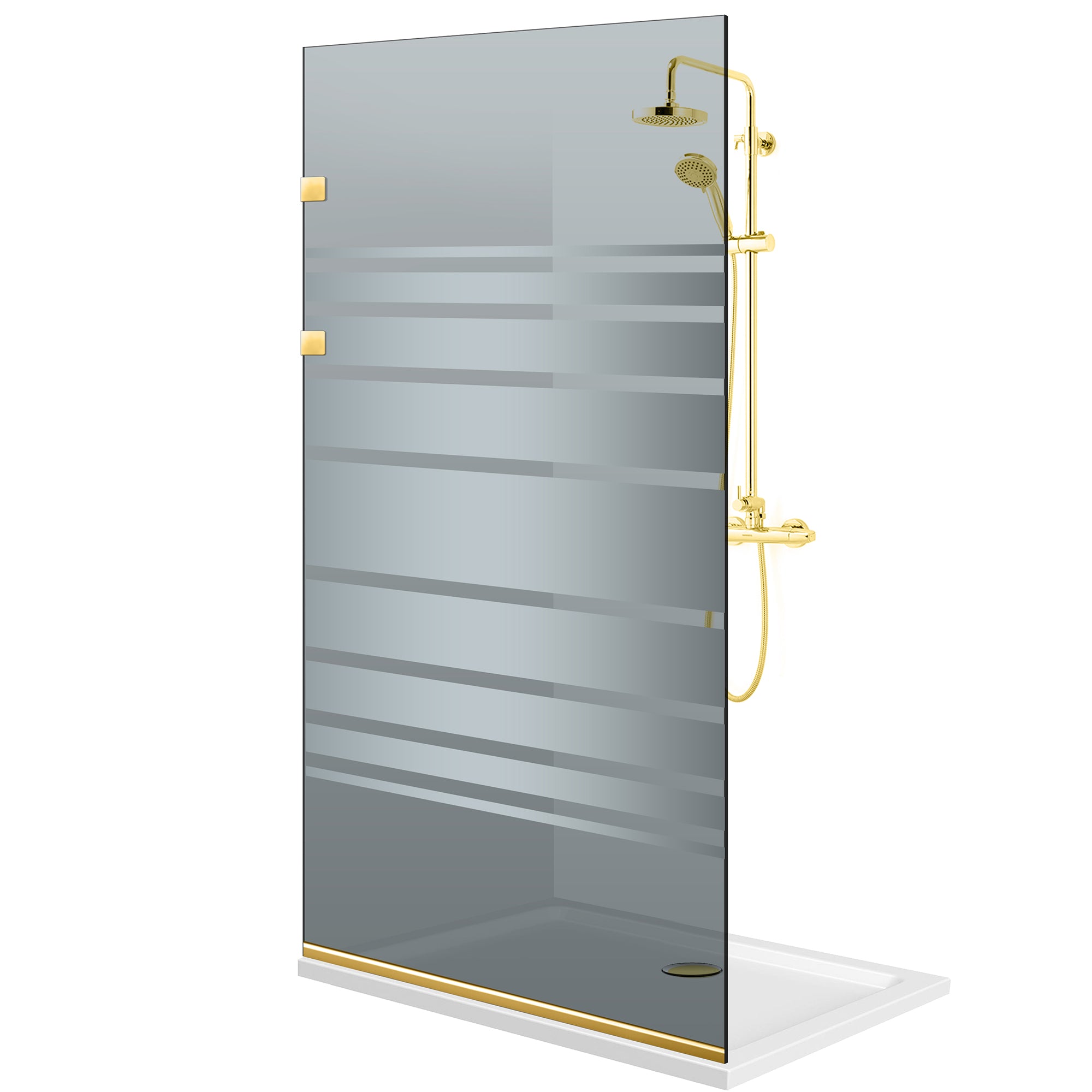 Paravan dus Walk-in, Perete dus Inox, auriu #Gri