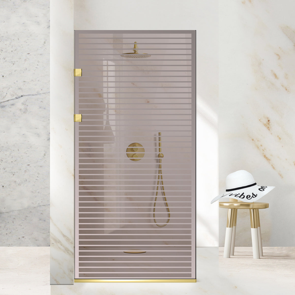 Parois de Douche Walk-in, paroi de douche en Acier inoxydable, dorée #Bronze