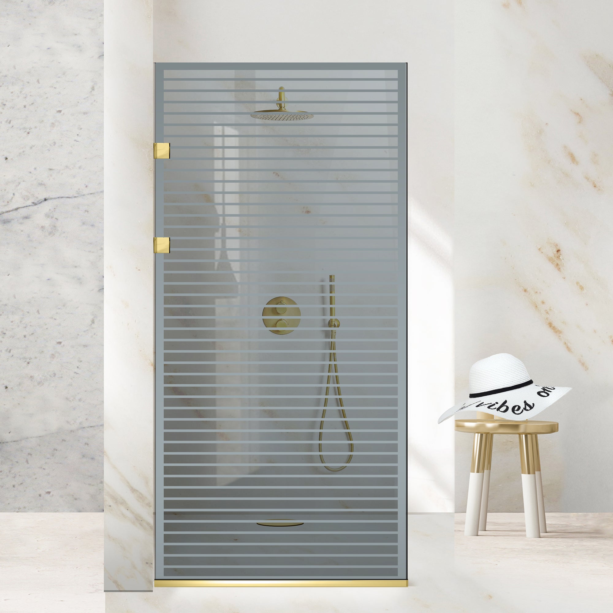 Shower Screens Walk-in, Stainless steel shower wall, gold #Grey