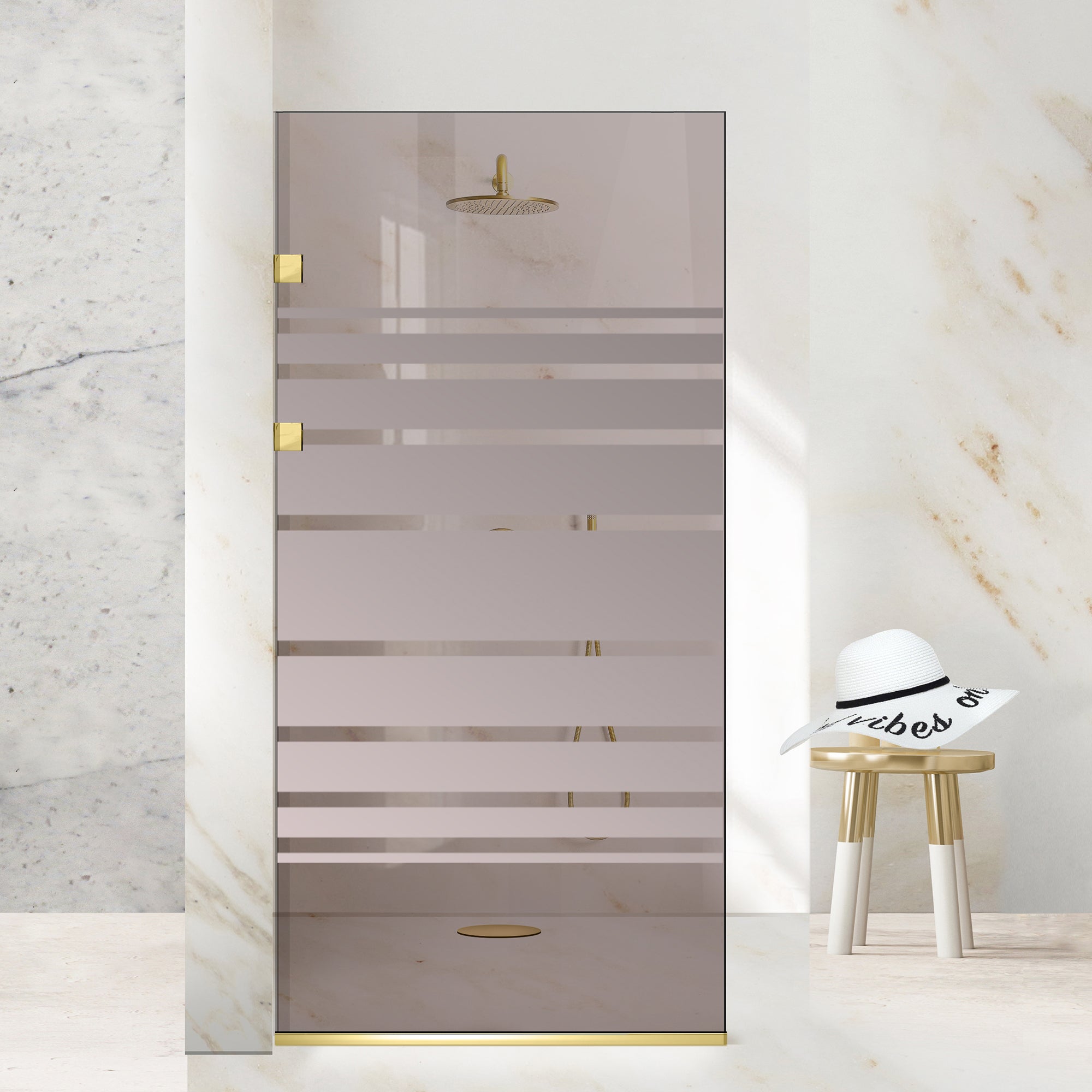 Shower Screens Walk-in, Stainless steel shower wall, gold #Bronze