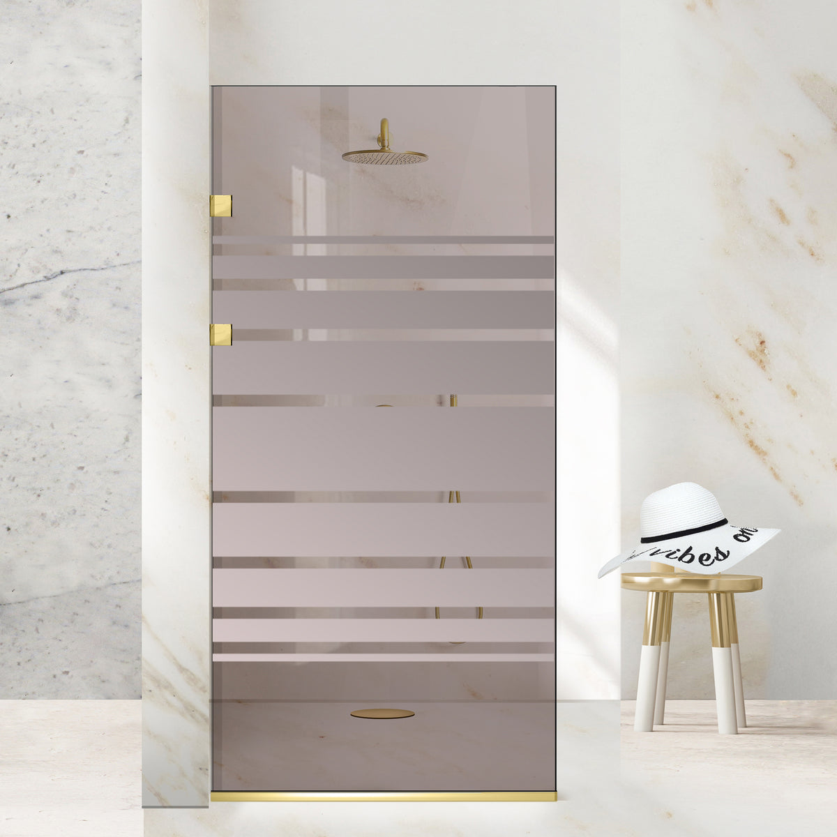 Parois de Douche Walk-in, paroi de douche en Acier inoxydable, dorée #Bronze