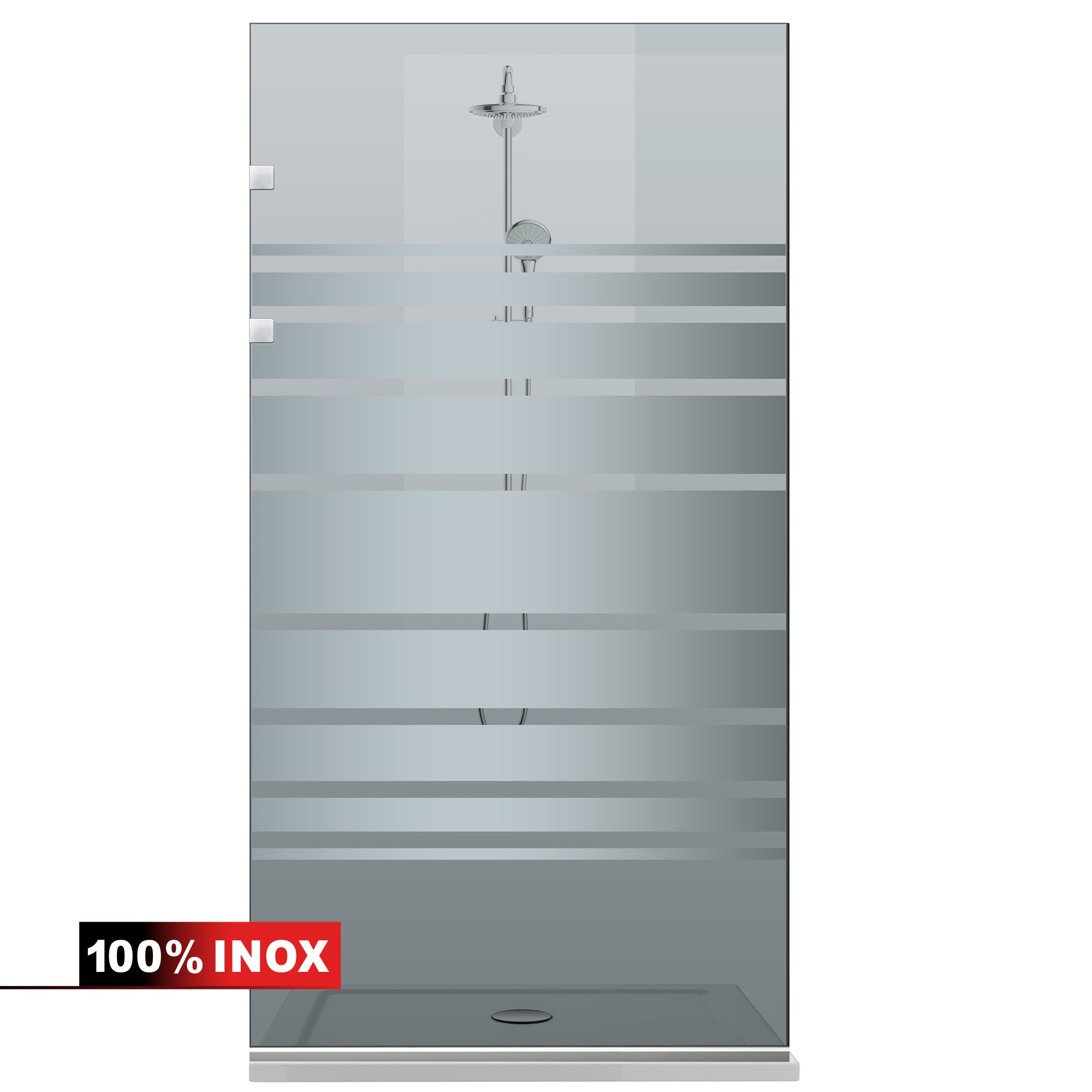 Paravan dus Walk-in, Perete dus Inox, #Gri