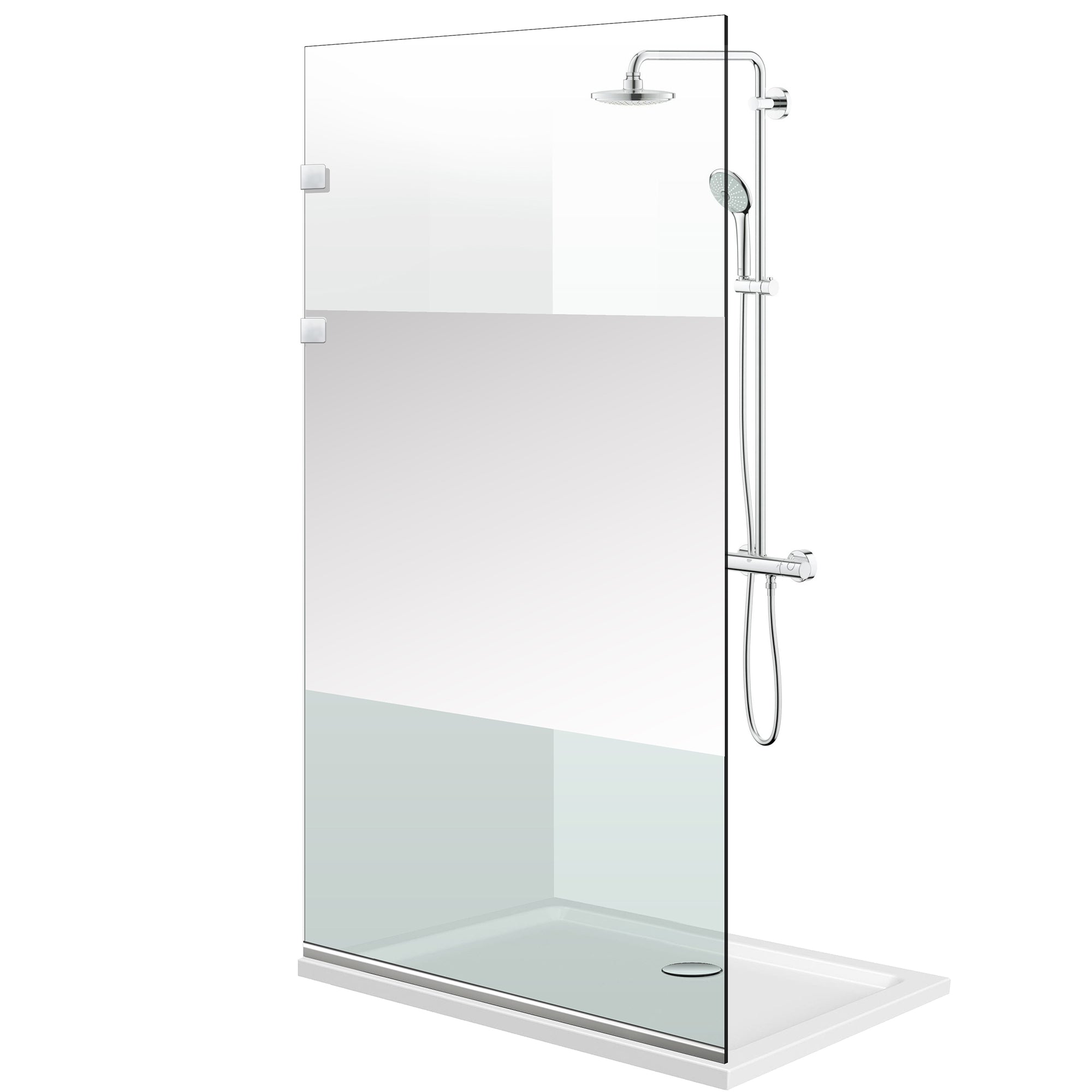 Paroi de douche walk-in Aqua Elegance ® INOX, modèle Line incolore, ferronnerie tout inox, verre clair, sécurisé