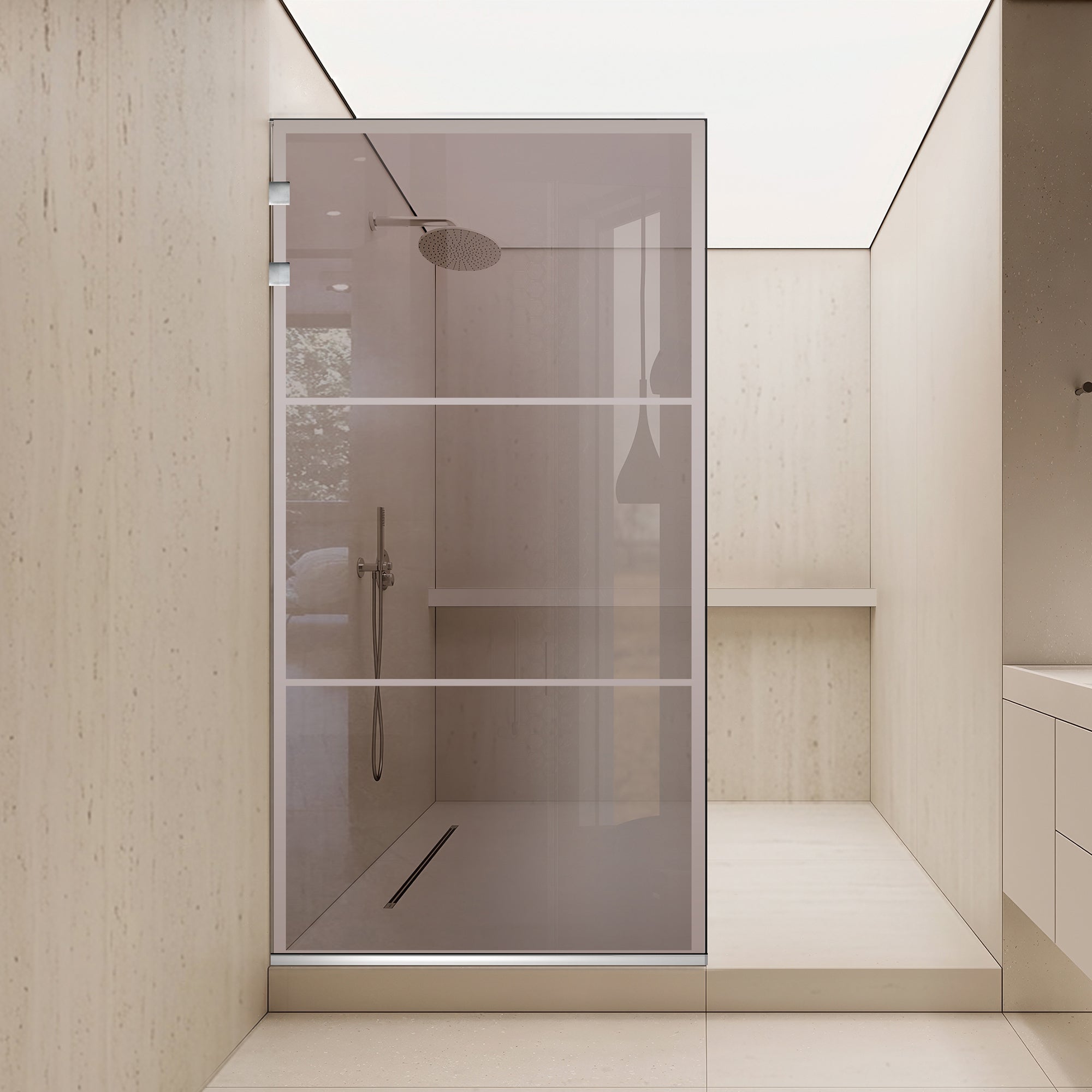 Shower Screens Walk-in, Shower wall Stainless steel, #Bronze