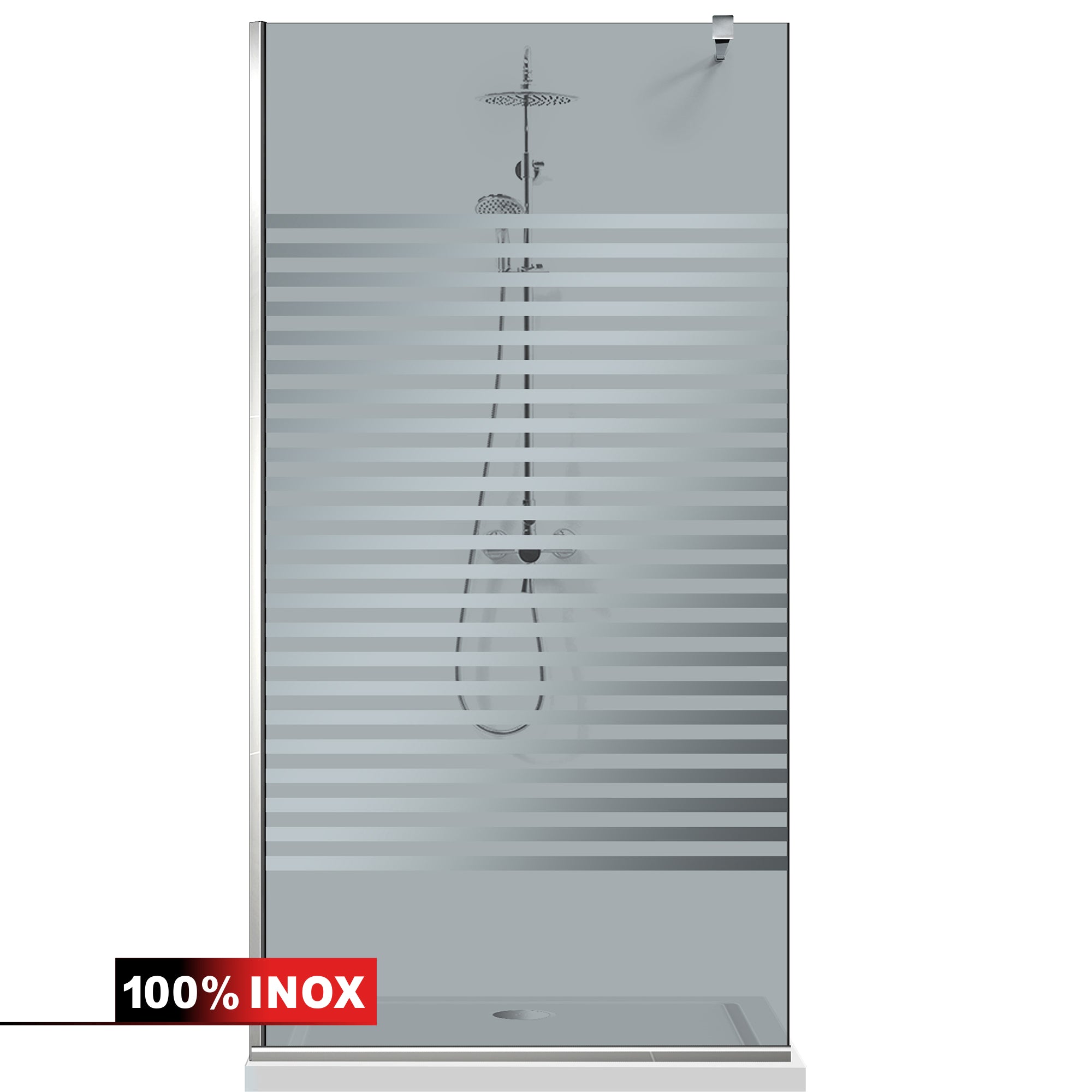 Paravan dus Walk-in, Perete dus Inox, #Gri #Szürke