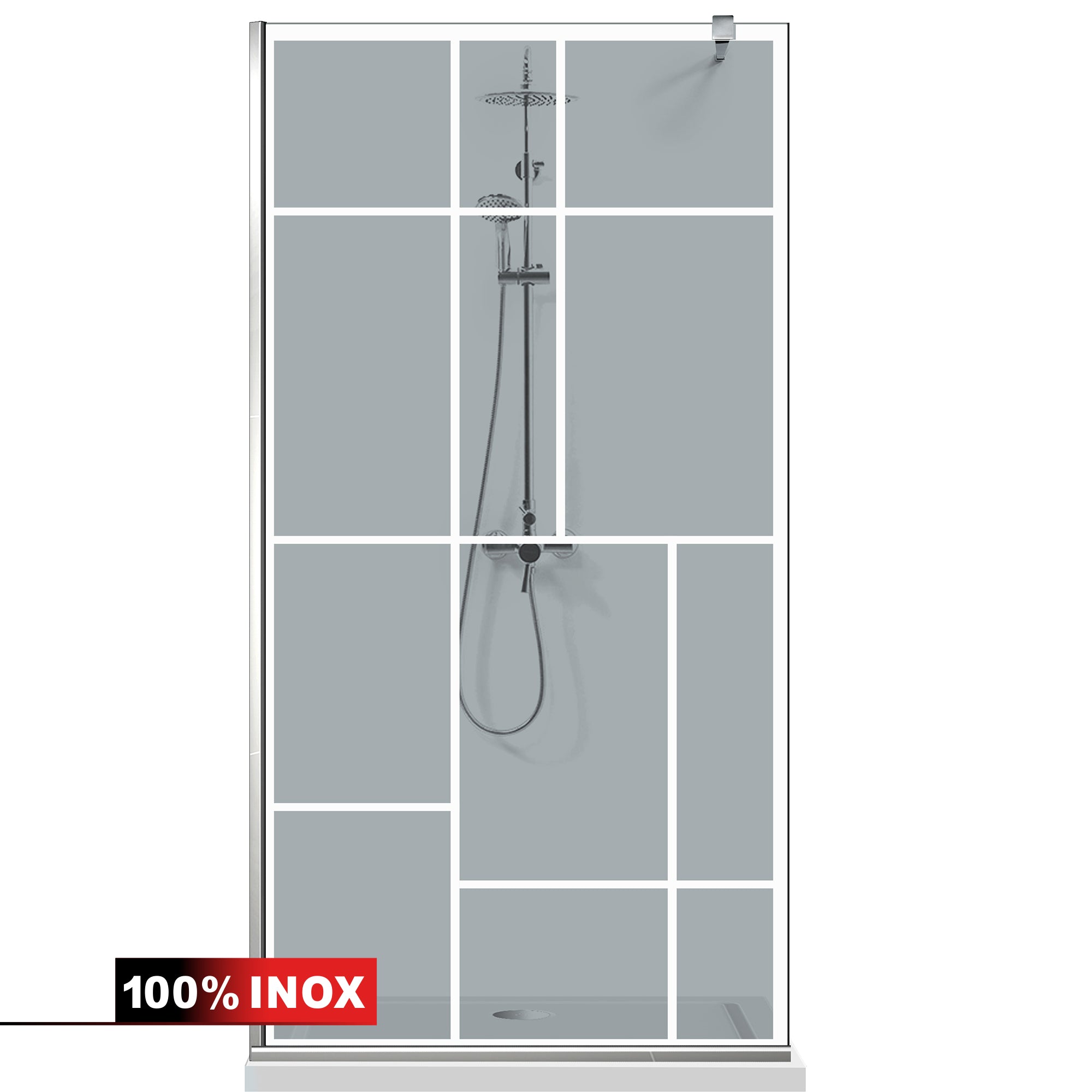 Paravan dus Walk-in, Perete dus Inox, #Gri #Szürke