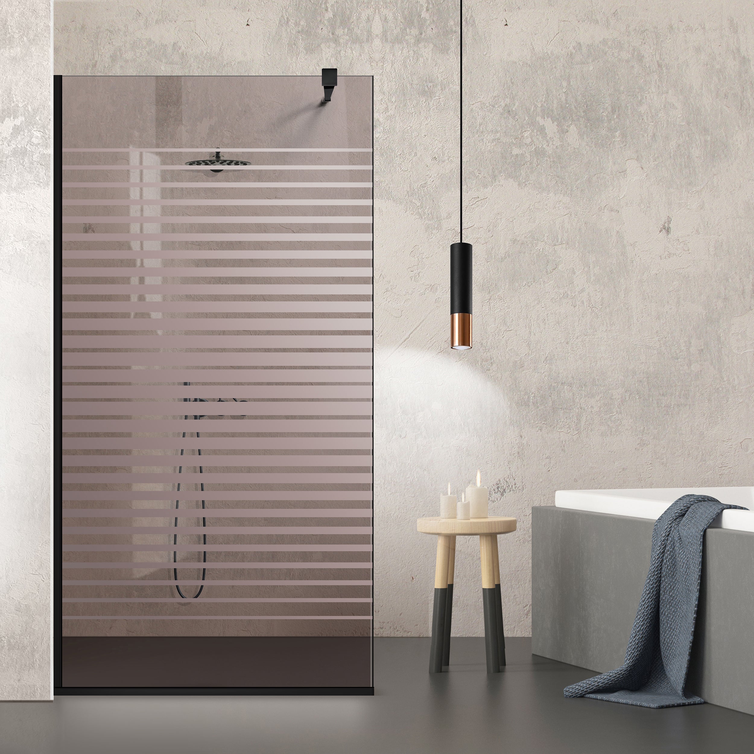 Paravan dus Walk-in, Perete dus Negru, #Bronz #Bronz