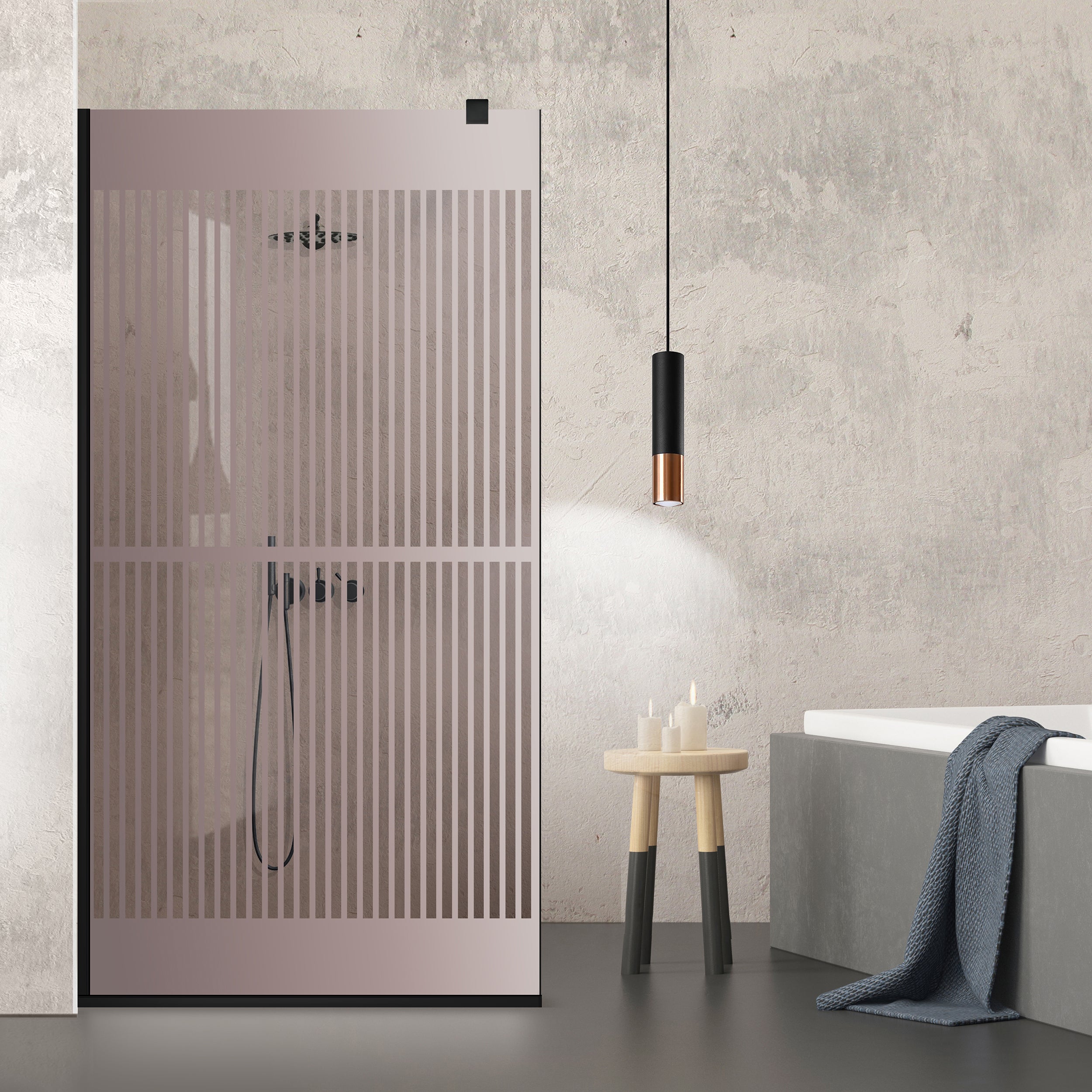 Paravan dus Walk-in, Perete dus Negru, #Bronz #Bronz