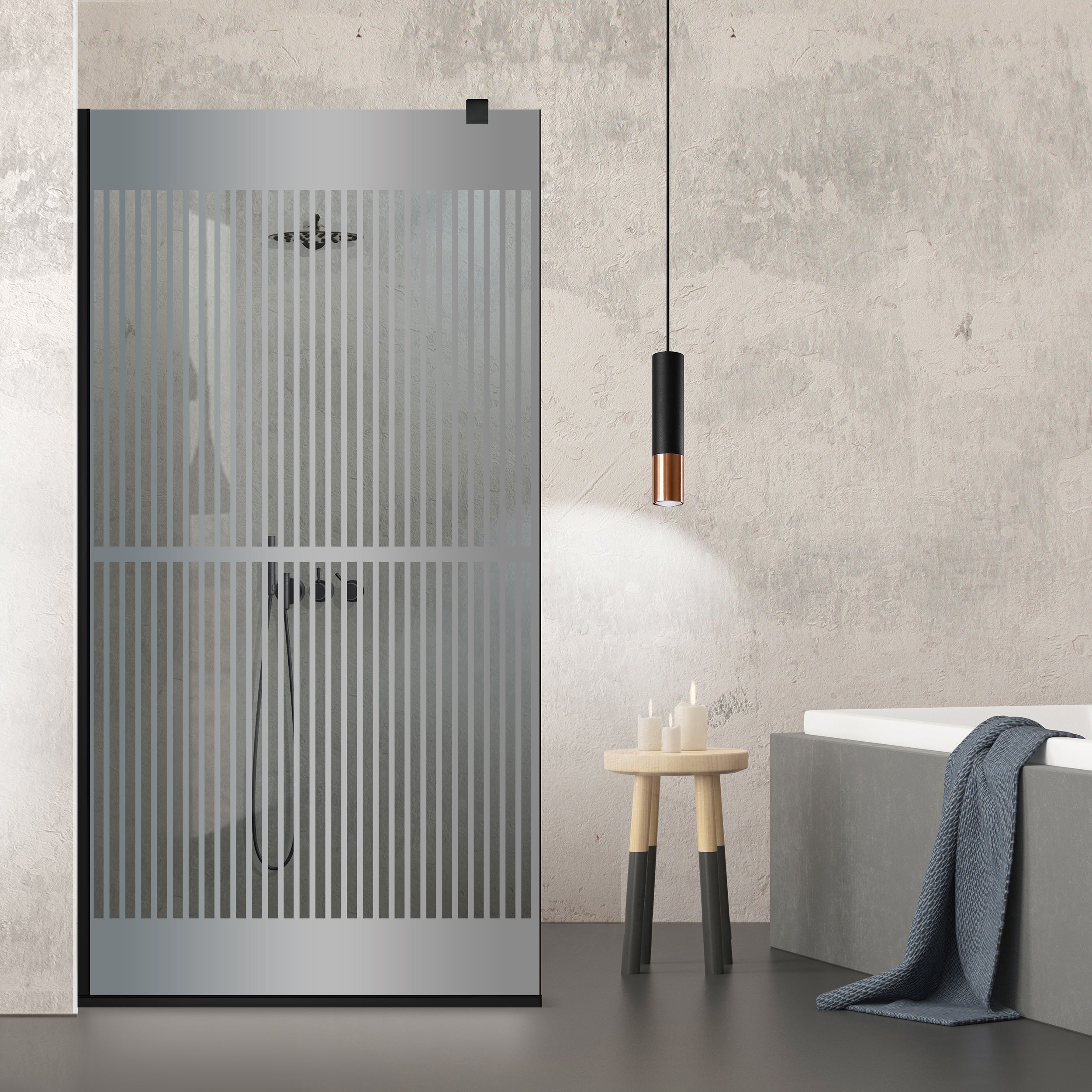 Paravan dus Walk-in, Perete dus Negru, #Gri #Szürke