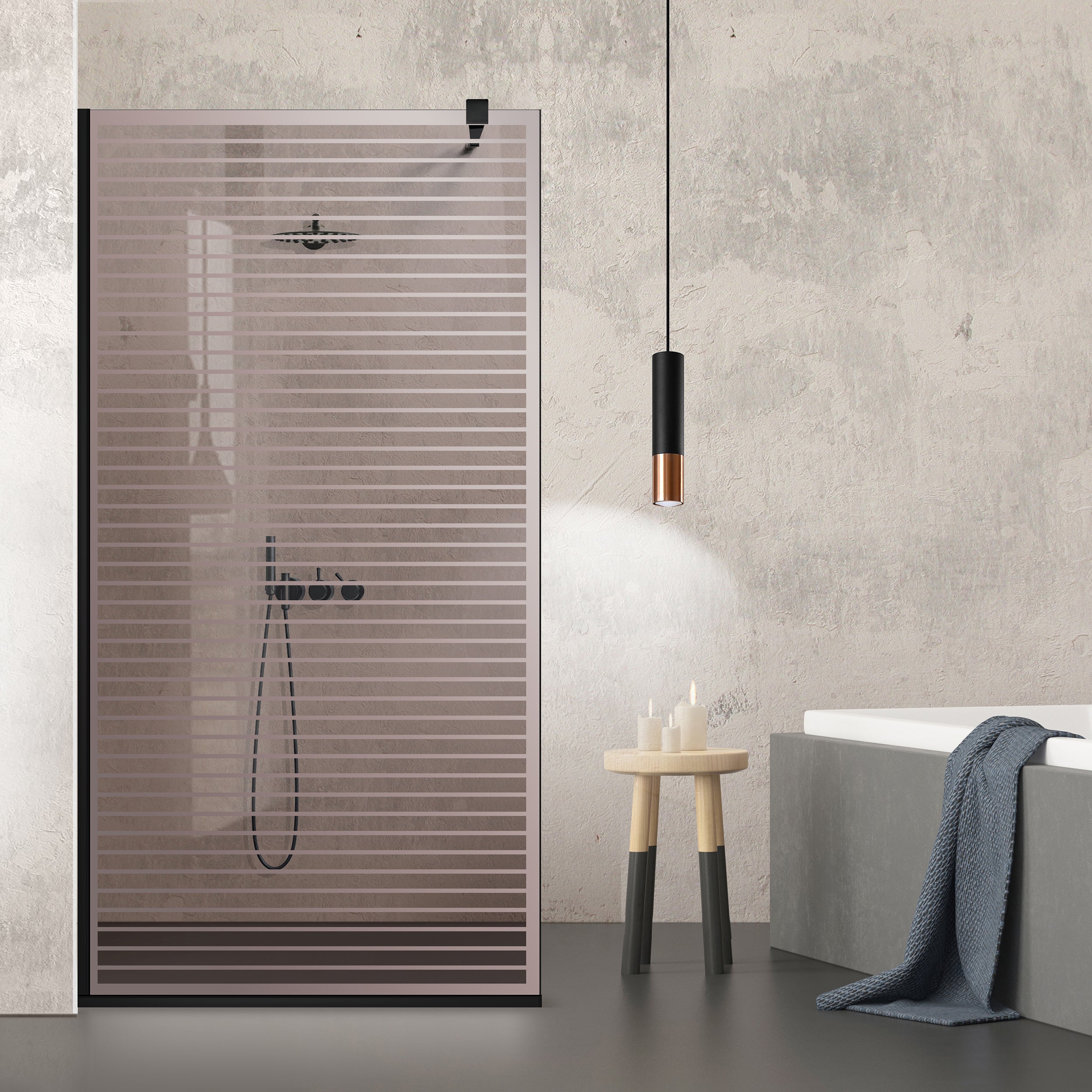 Paravan dus Walk-in, Perete dus Negru, #Bronz #Bronz
