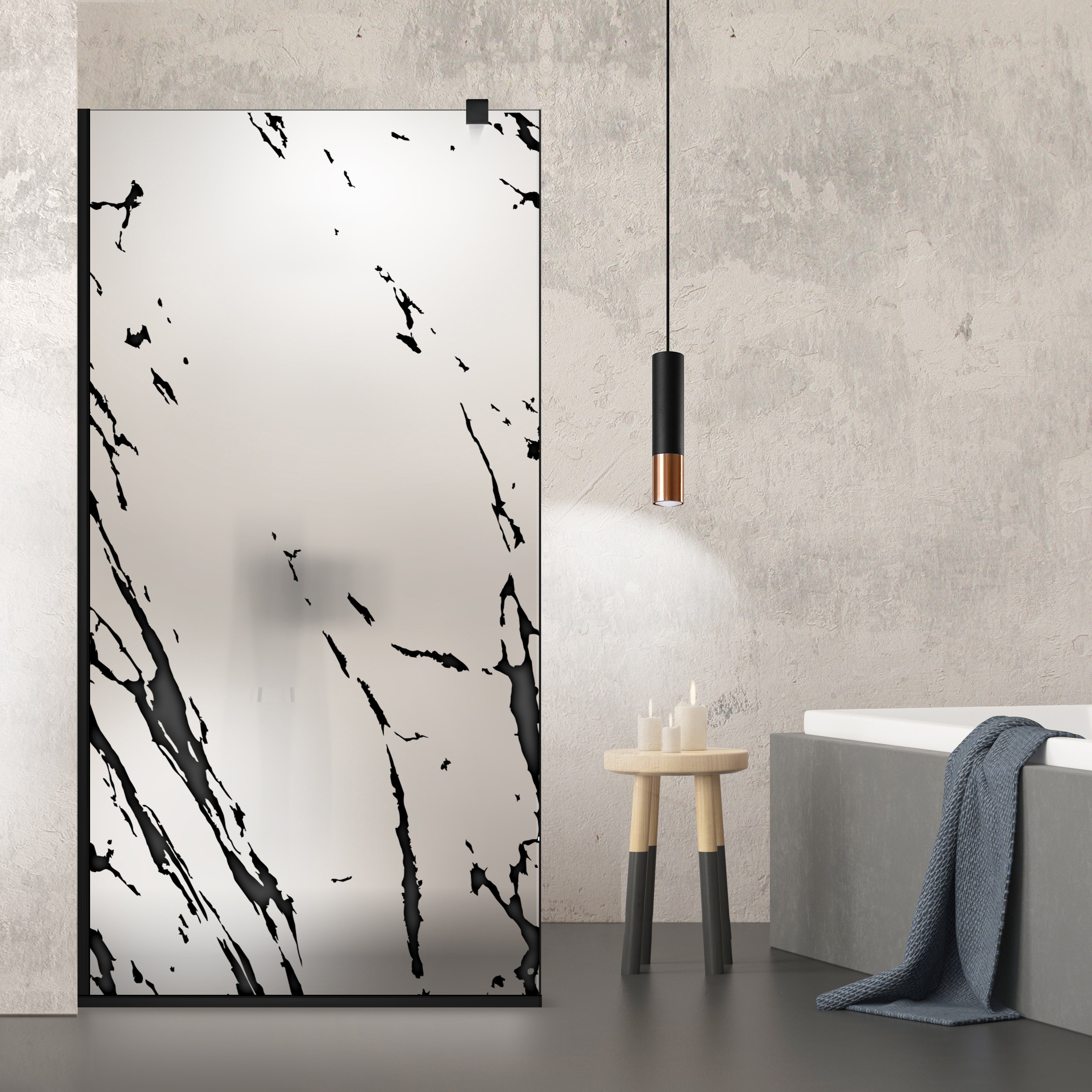 Paravan dus Walk-in, Perete dus Negru, #Mat #Matt