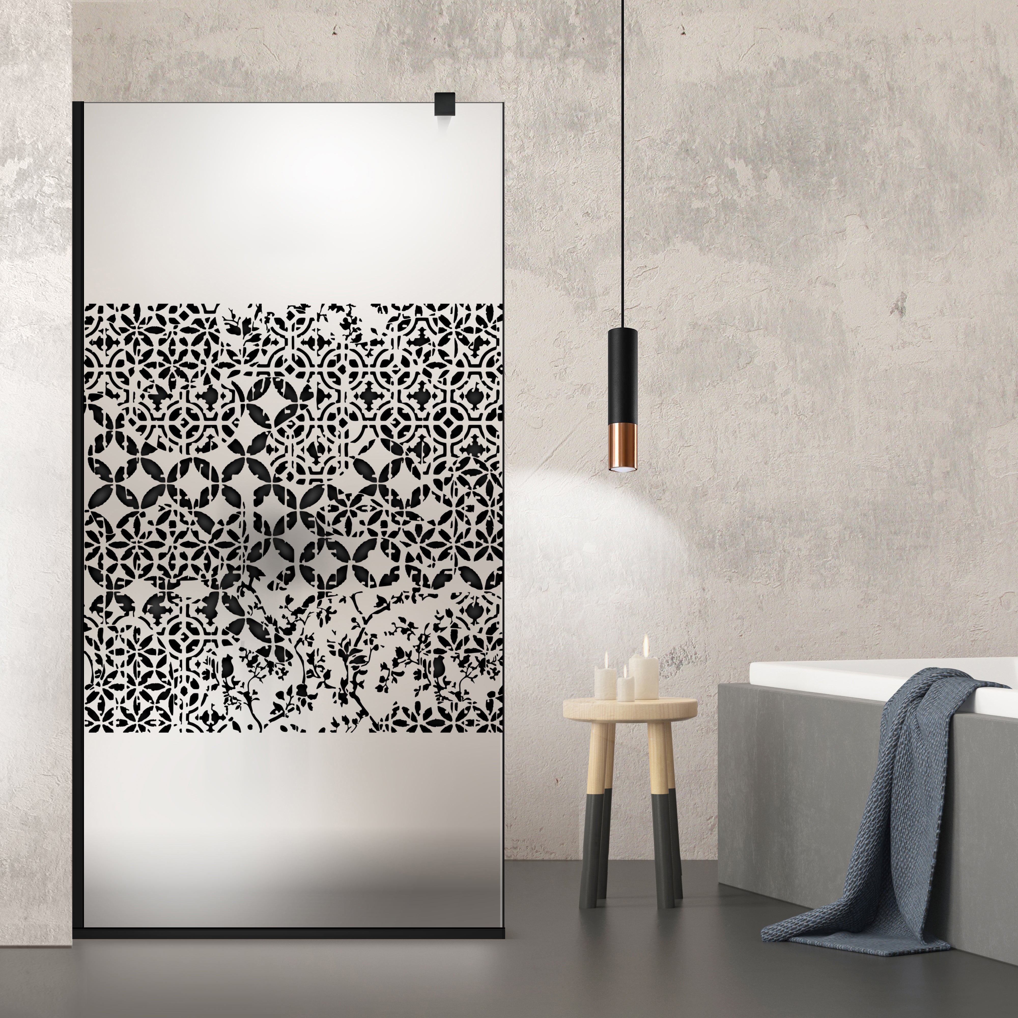 Paravan dus Walk-in, Perete dus Negru, #Mat #Matt
