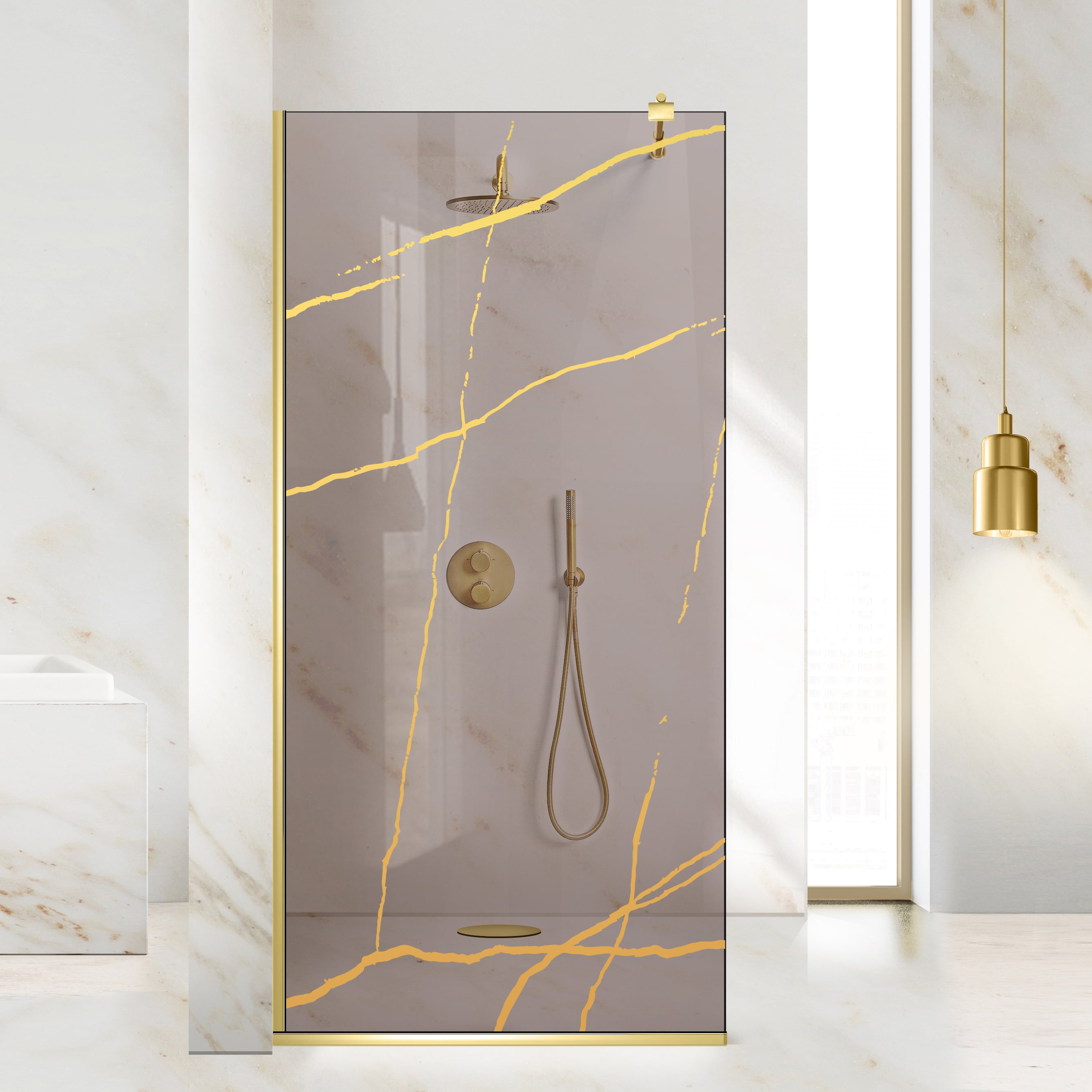 Paravan dus Walk-in, Perete dus Auriu, #Bronz #Bronz