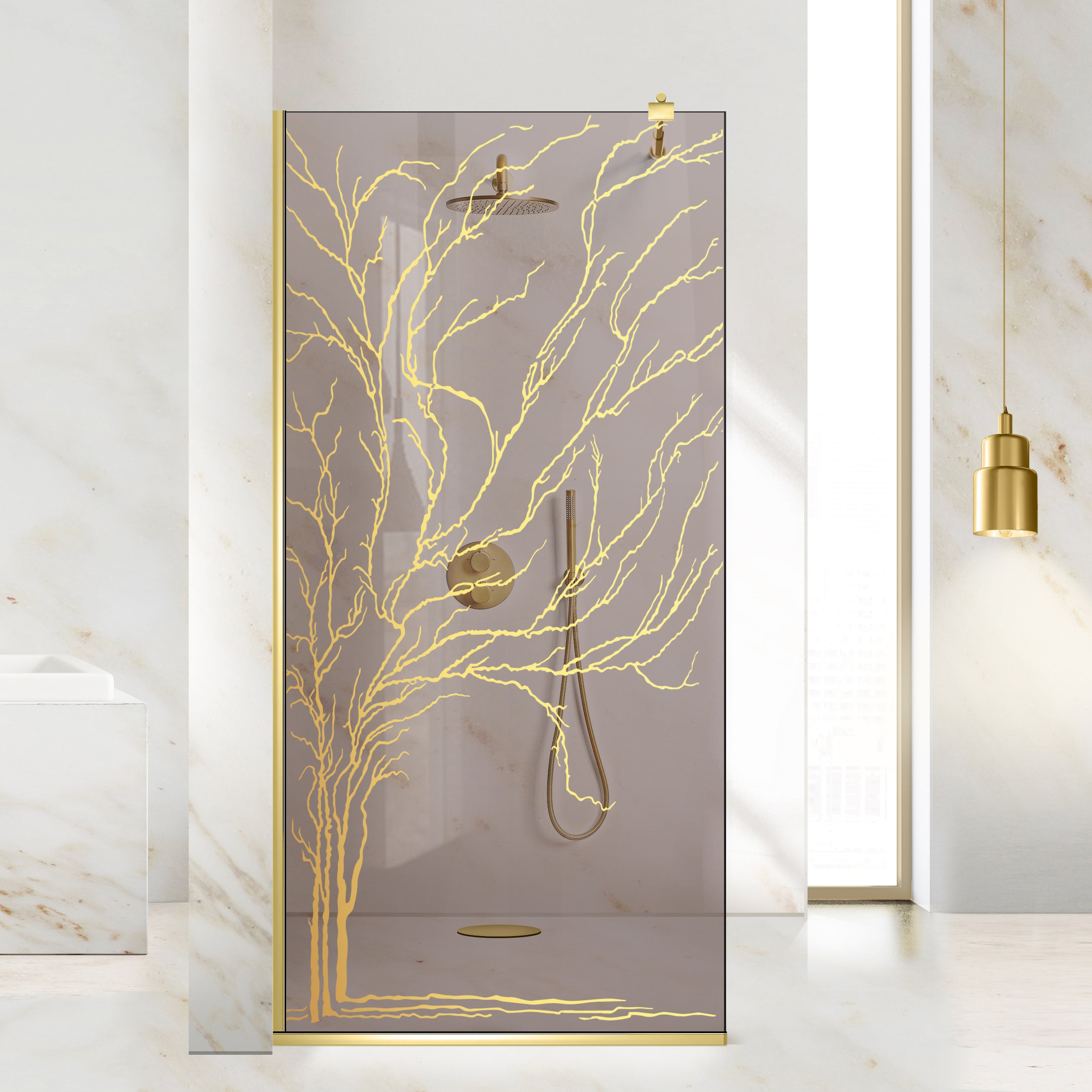 Paravan dus Walk-in, Perete dus Auriu, #Bronz #Bronz