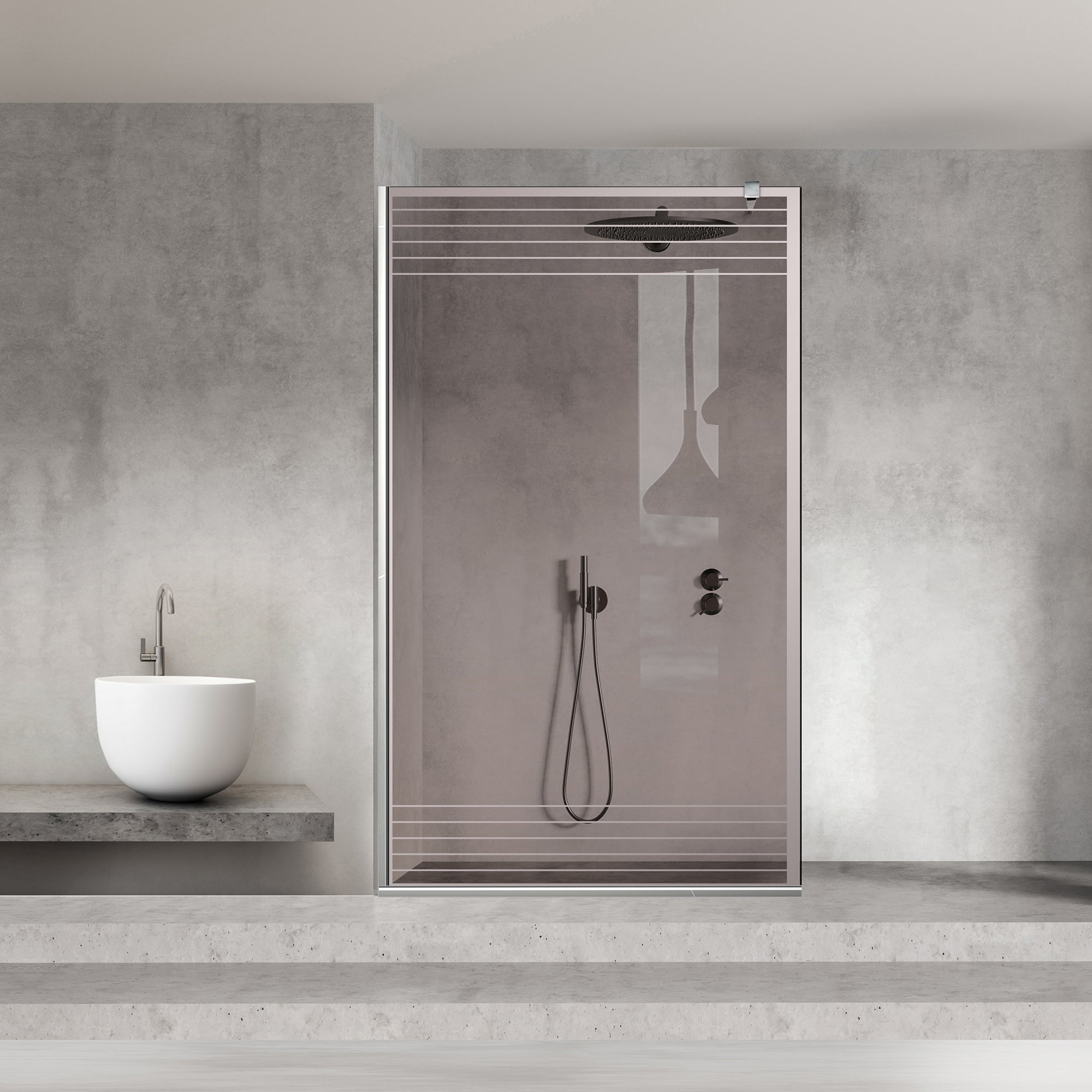 Paravan dus Walk-in, Perete dus Inox, #Bronz #Bronz