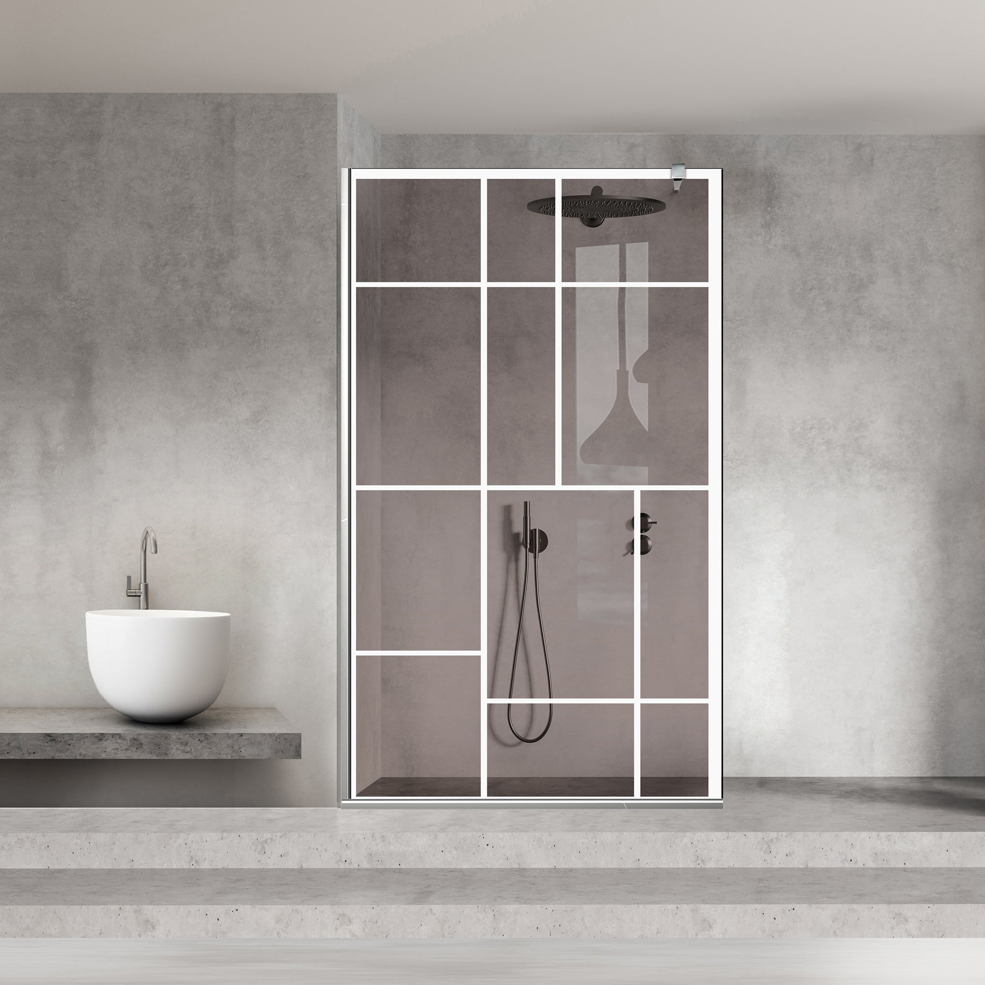 Paravan dus Walk-in, Perete dus Inox, #Bronz #Bronz