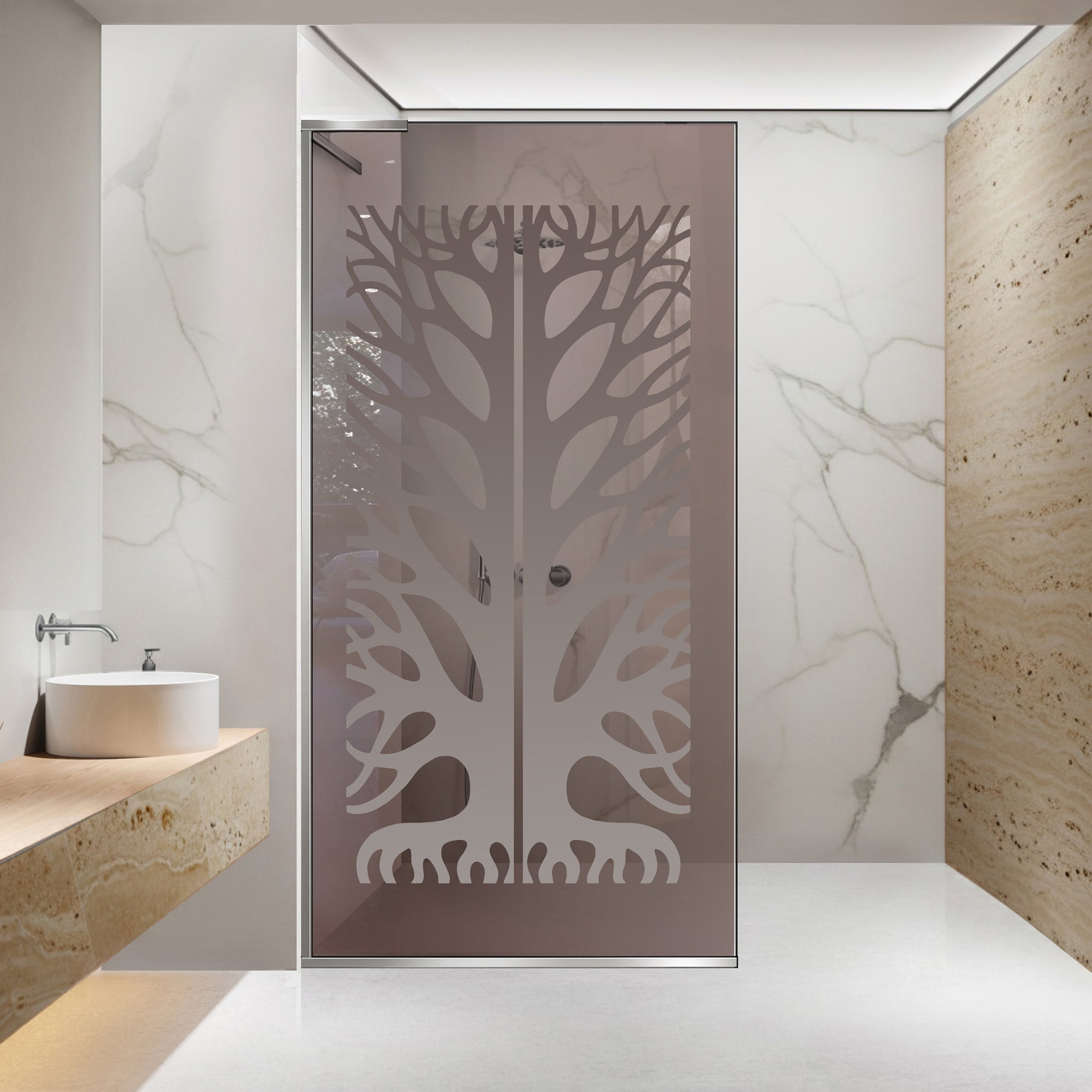 Paravan dus Walk-in, Perete dus Inox, #Bronz #Bronz