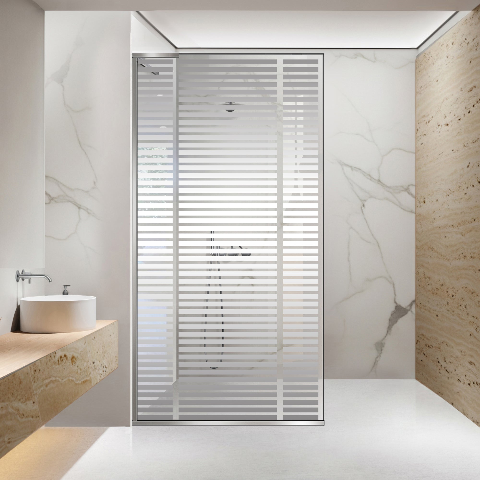 Paravan dus Walk-in, Perete dus Inox, #Clara #Víztiszta
