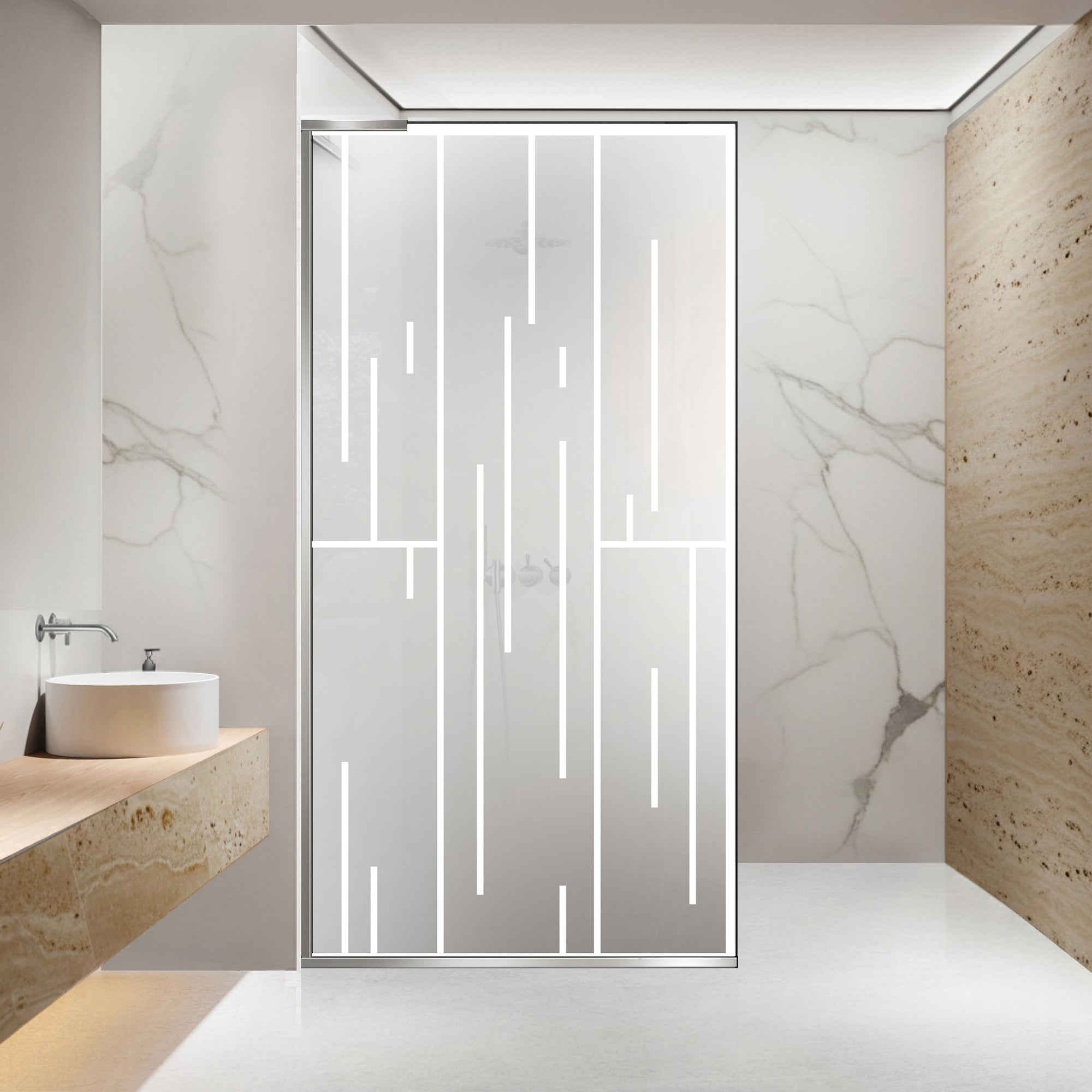 Paravan dus Walk-in, Perete dus Inox, #Mat #Matt