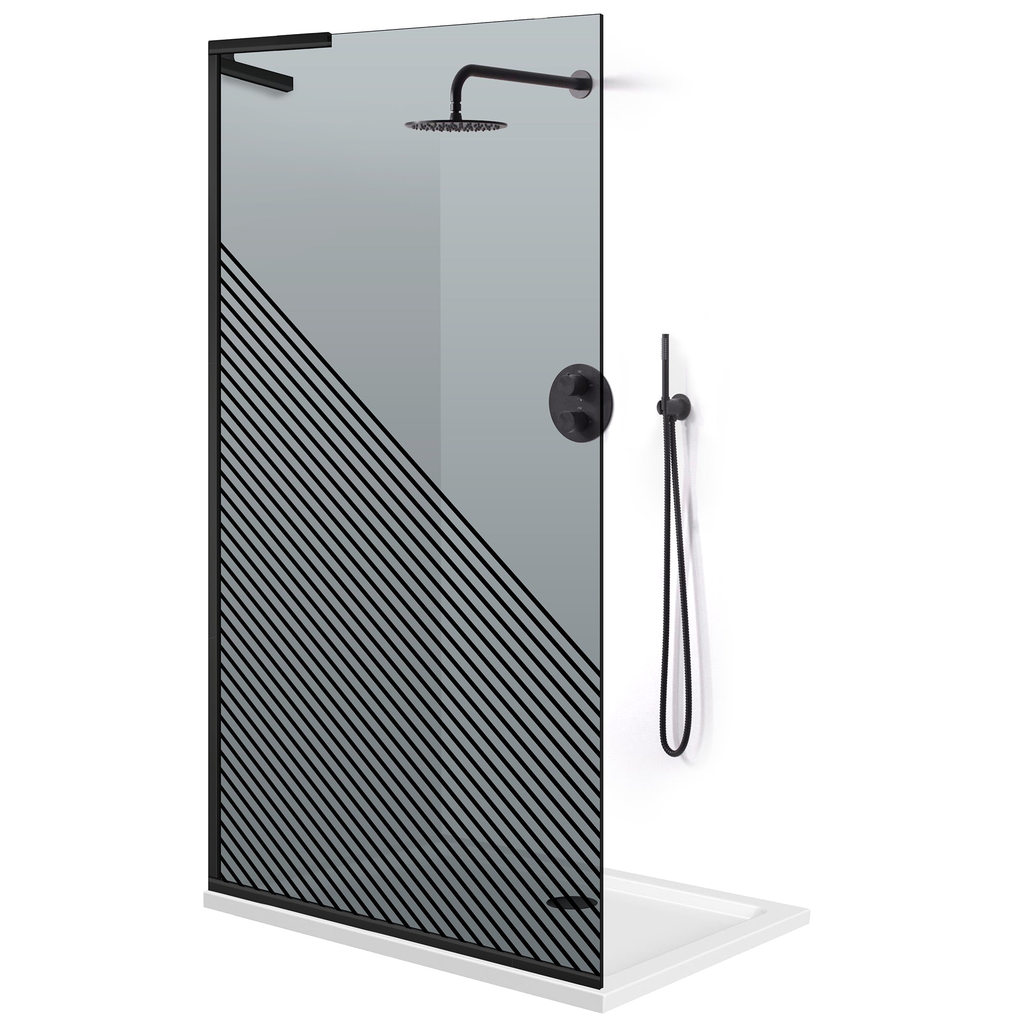 Paravan dus Walk-in, Perete dus Inox, #Gri #Szürke