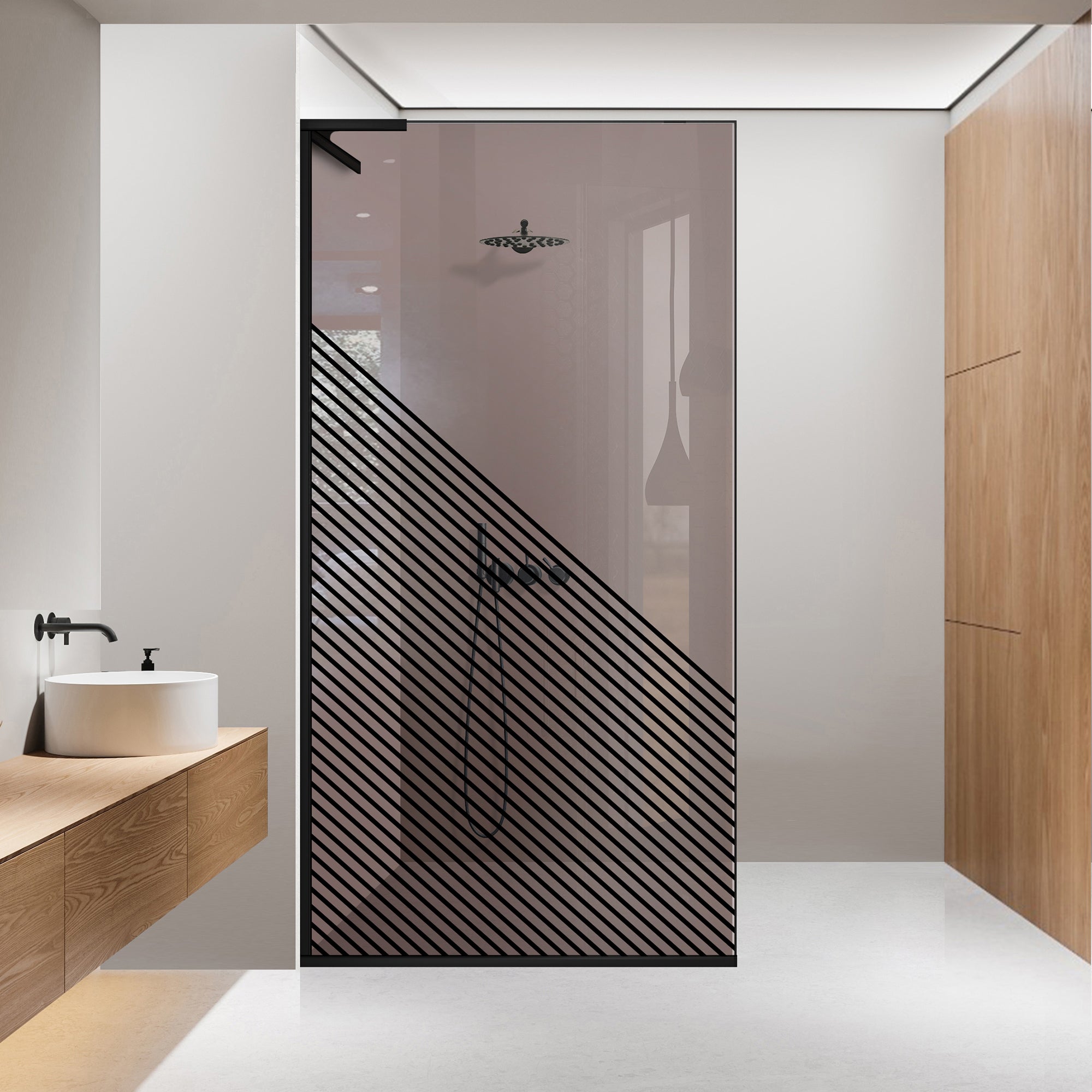 Paravan dus Walk-in, Perete dus Inox, #Bronz #Bronz