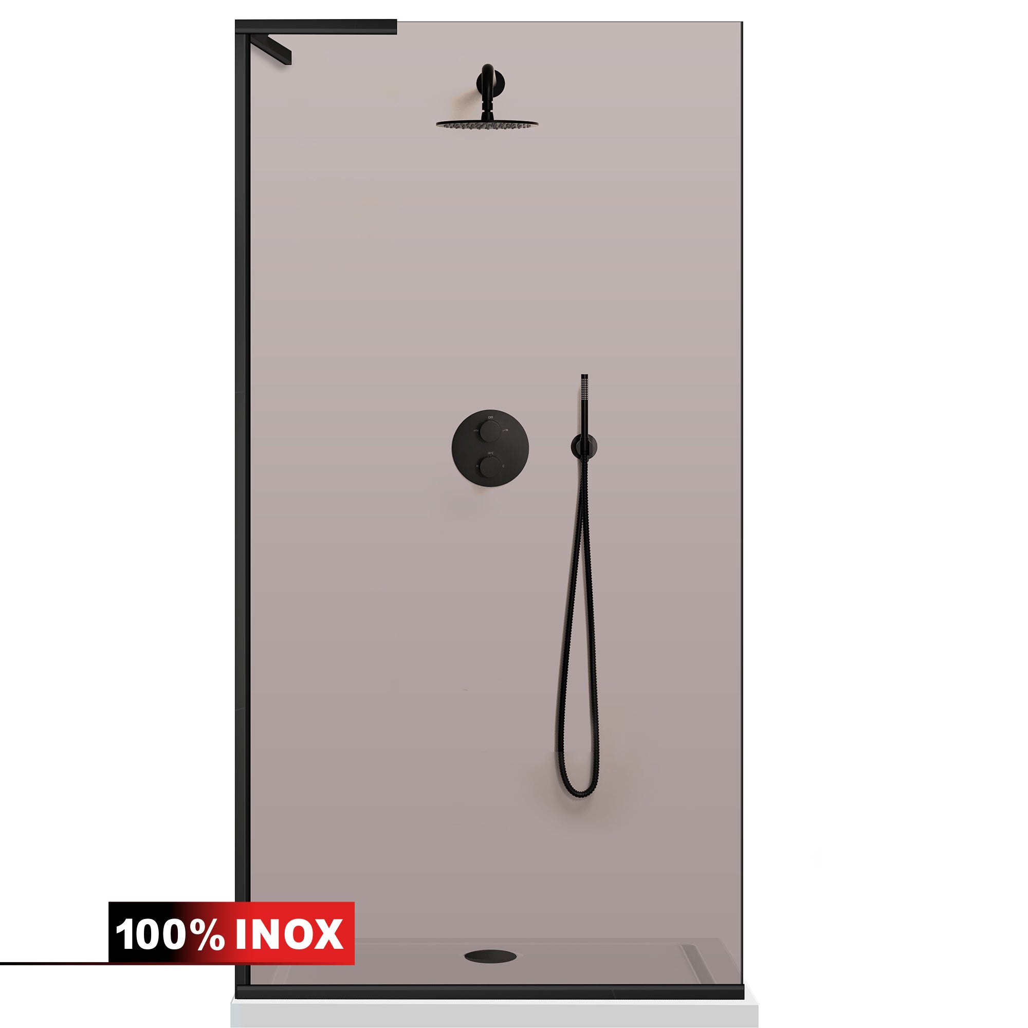 Paravan dus Walk-in, Perete dus Inox, #Bronz #Bronz