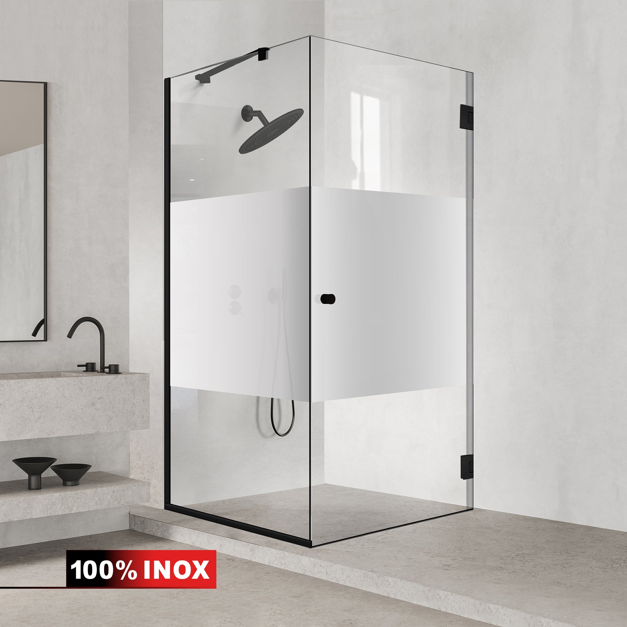 Cabine de douche avec porte battante #Clair