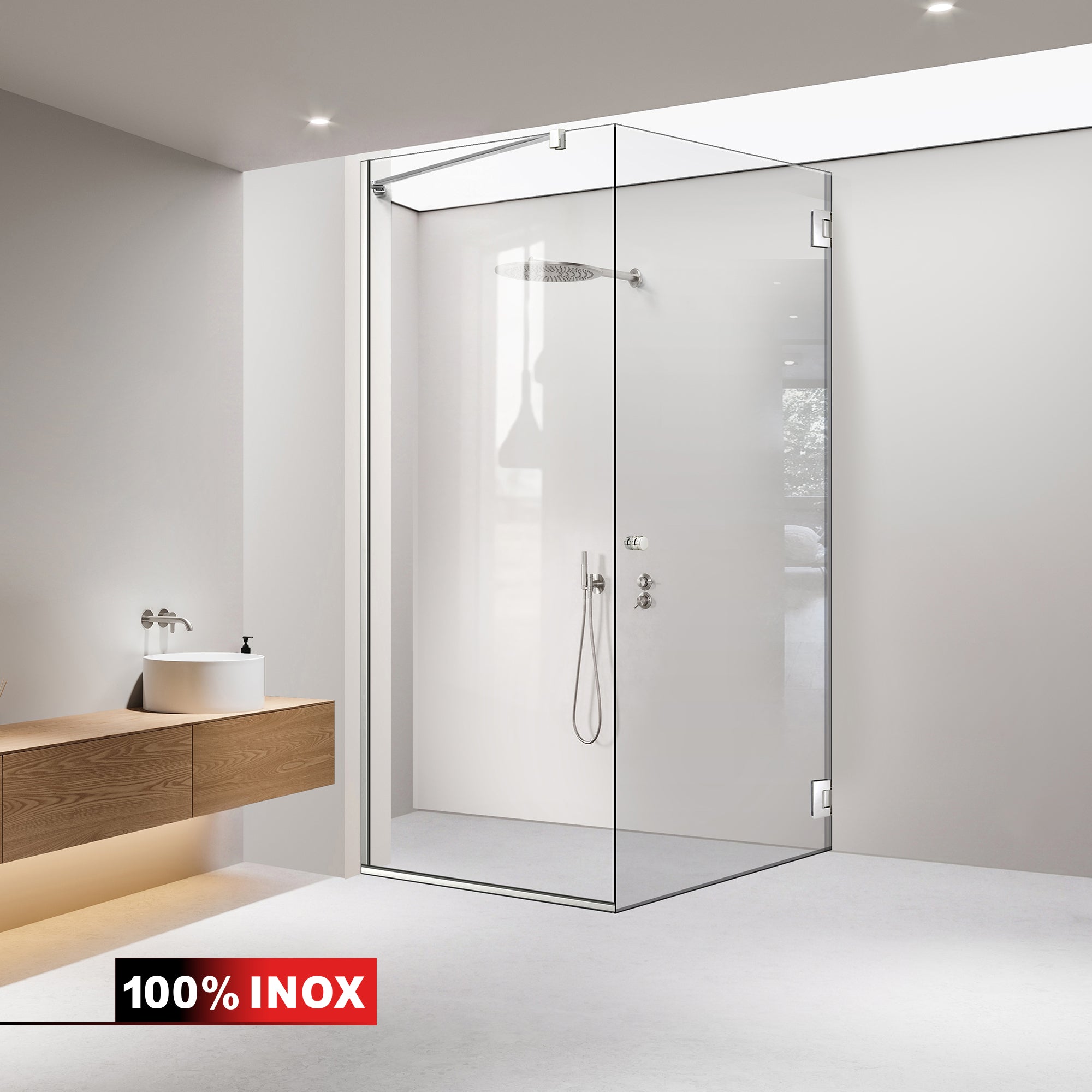 Cabine de douche avec porte battante #Clair