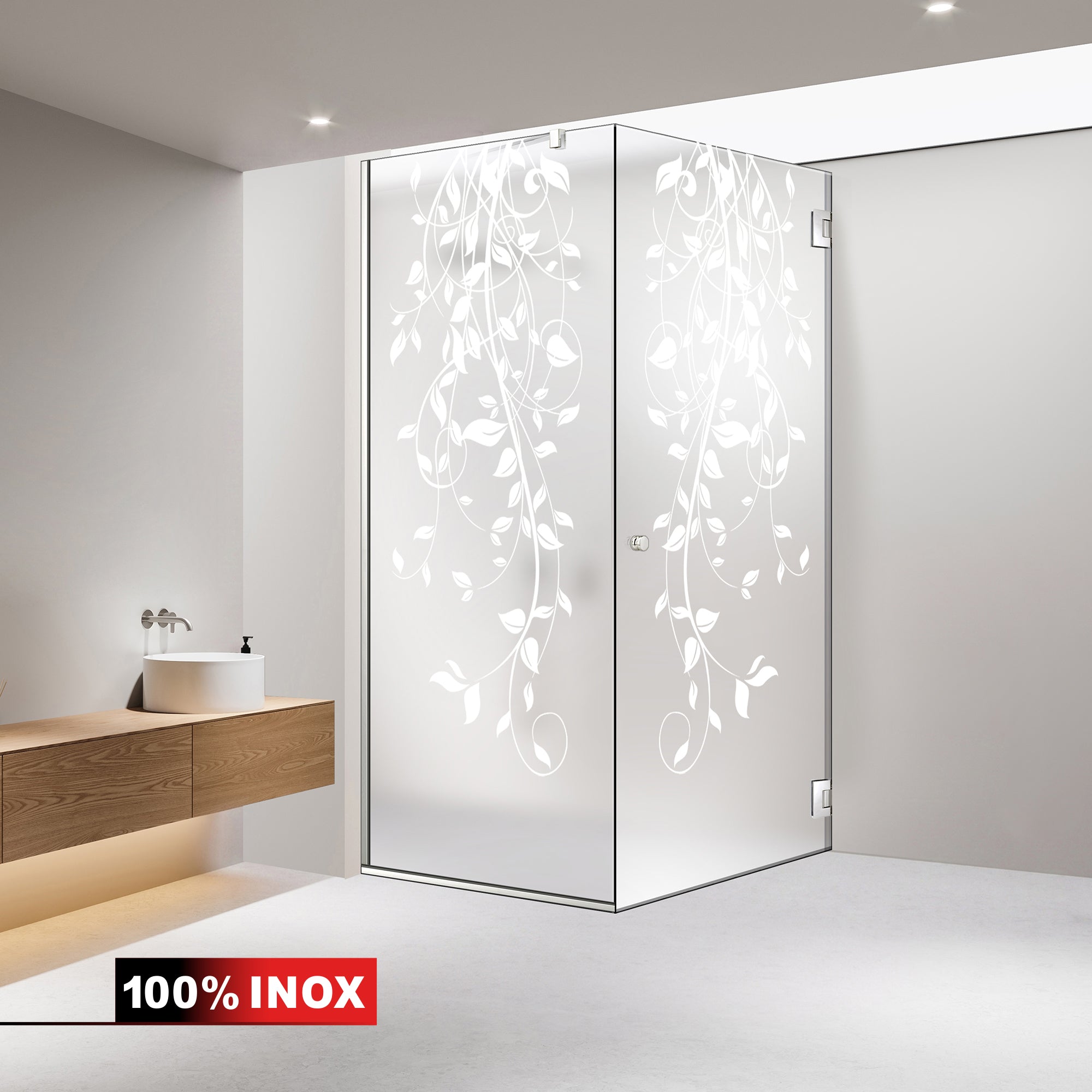 Shower enclosure with hinged door #Satiné