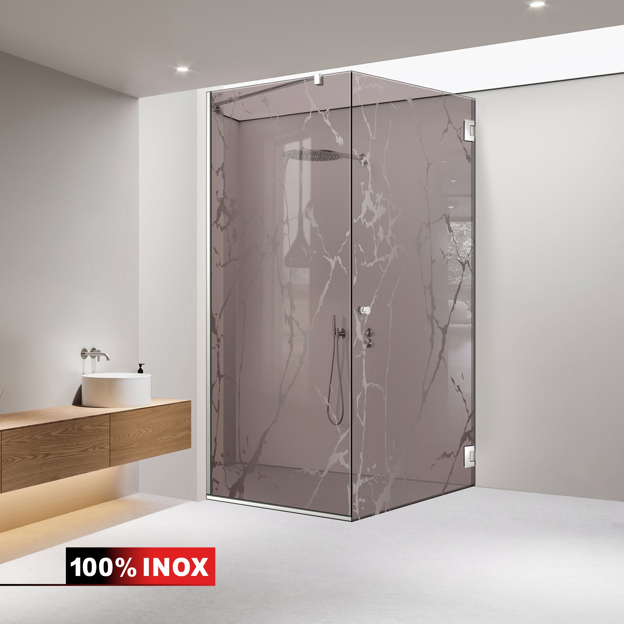 Cabine de douche avec porte battante #Bronze