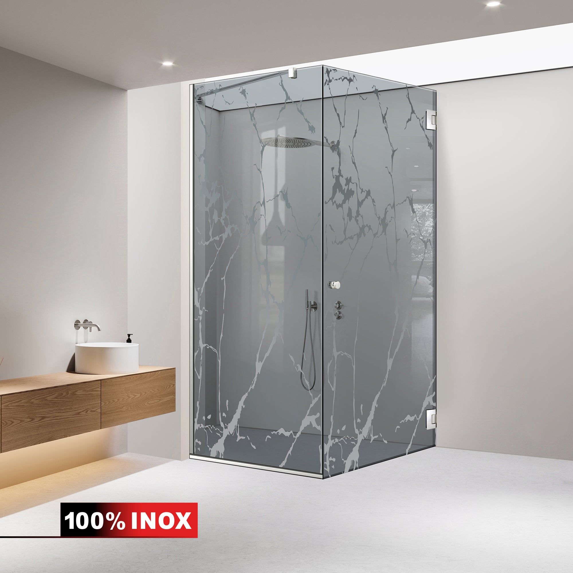 Cabine de douche avec porte battante #Gris