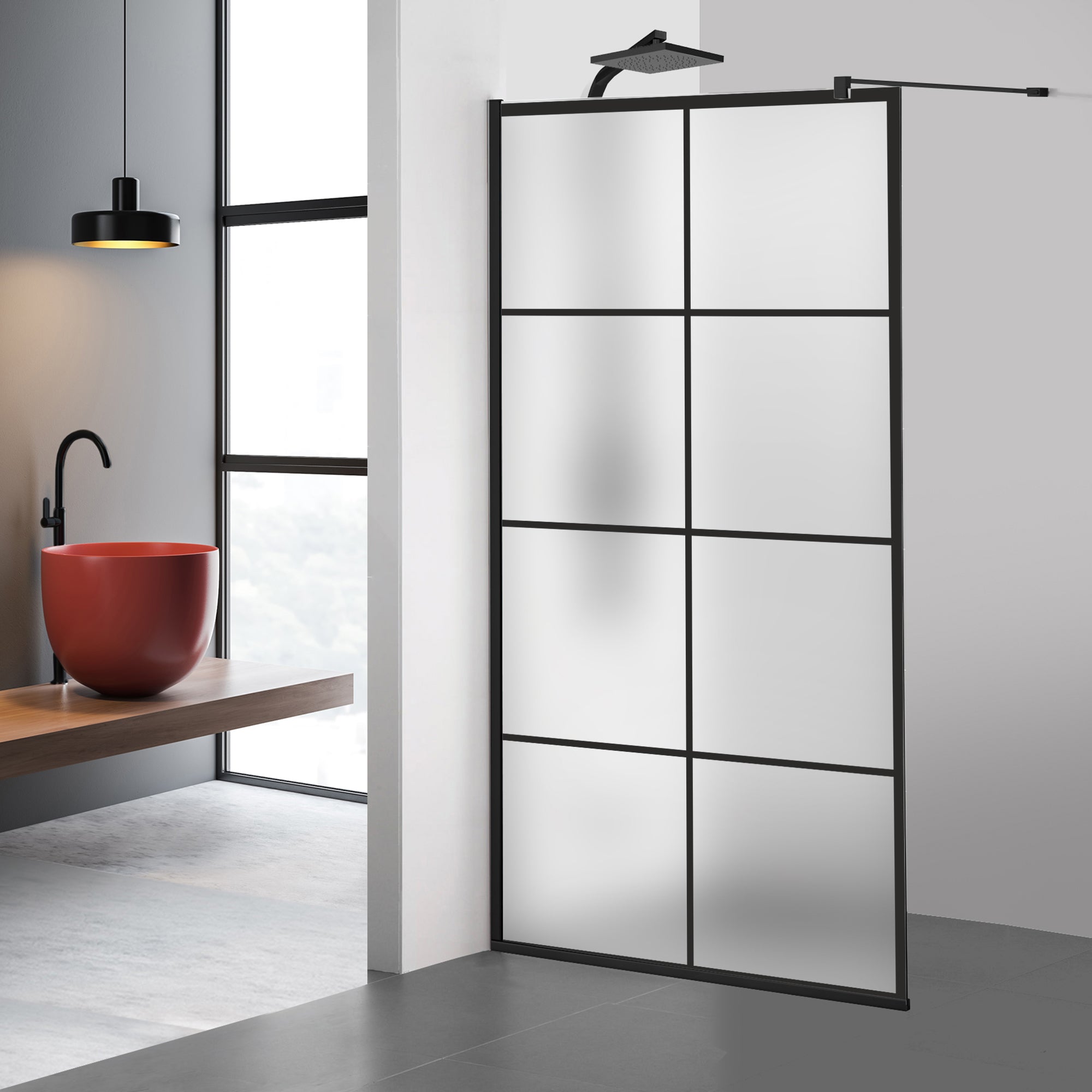 Paravan dus Walk-in, Perete dus Negru, #Mat #Matt